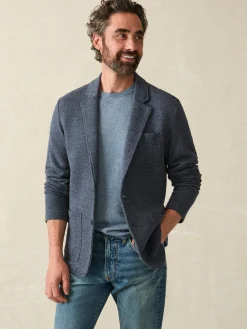 Blazers^Faherty Brand Inlet Knit Blazer (Tall) - Deep Navy Melange