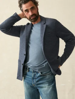Blazers^Faherty Brand Inlet Knit Blazer (Tall) - Deep Navy Melange