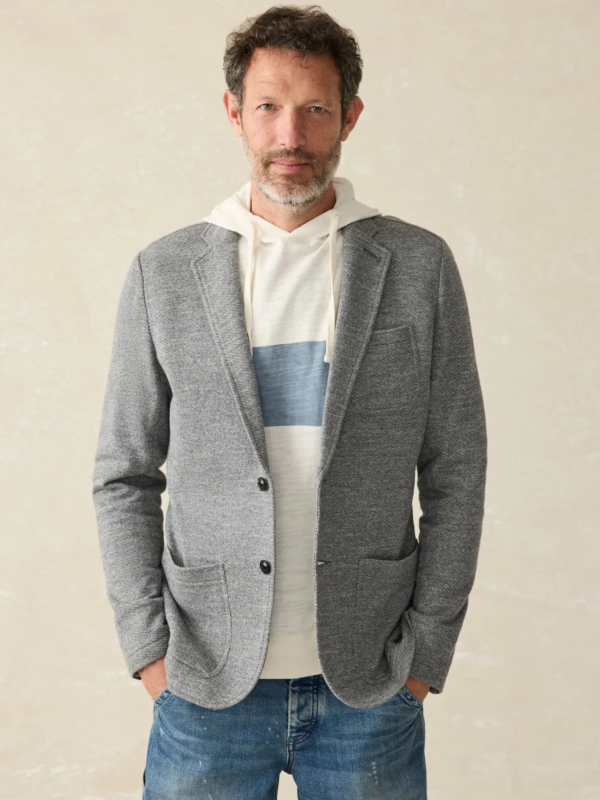 Blazers^Faherty Brand Inlet Knit Blazer (Tall) - Heather Grey