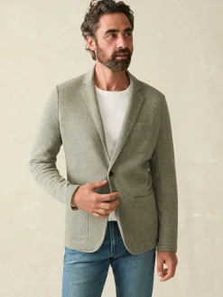 Blazers^Faherty Brand Inlet Knit Blazer (Tall) - Olive Brush Melange