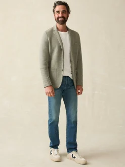 Blazers^Faherty Brand Inlet Knit Blazer (Tall) - Olive Brush Melange