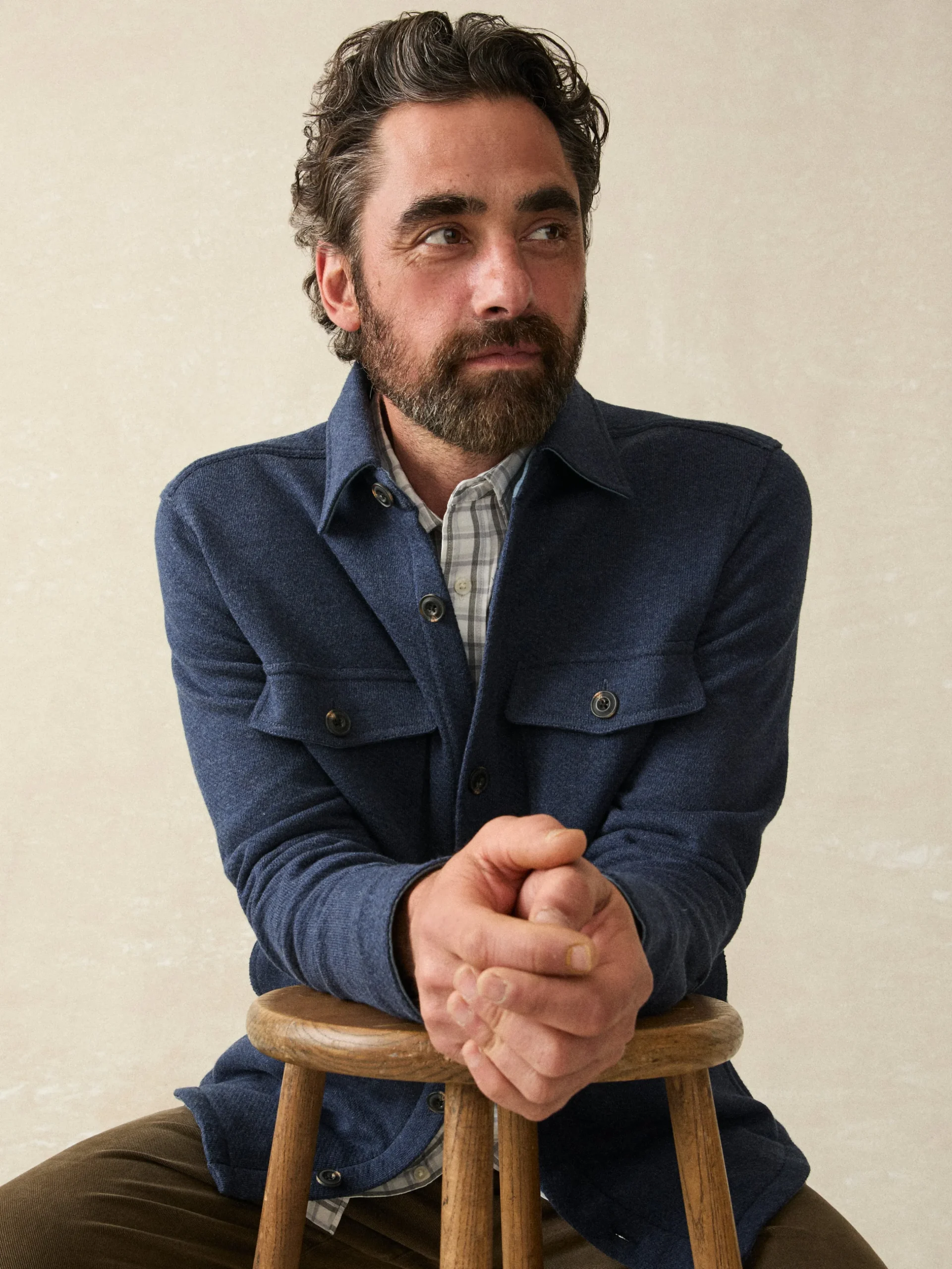 Jackets & Vests^Faherty Brand Inlet Knit CPO - Navy Night Melange
