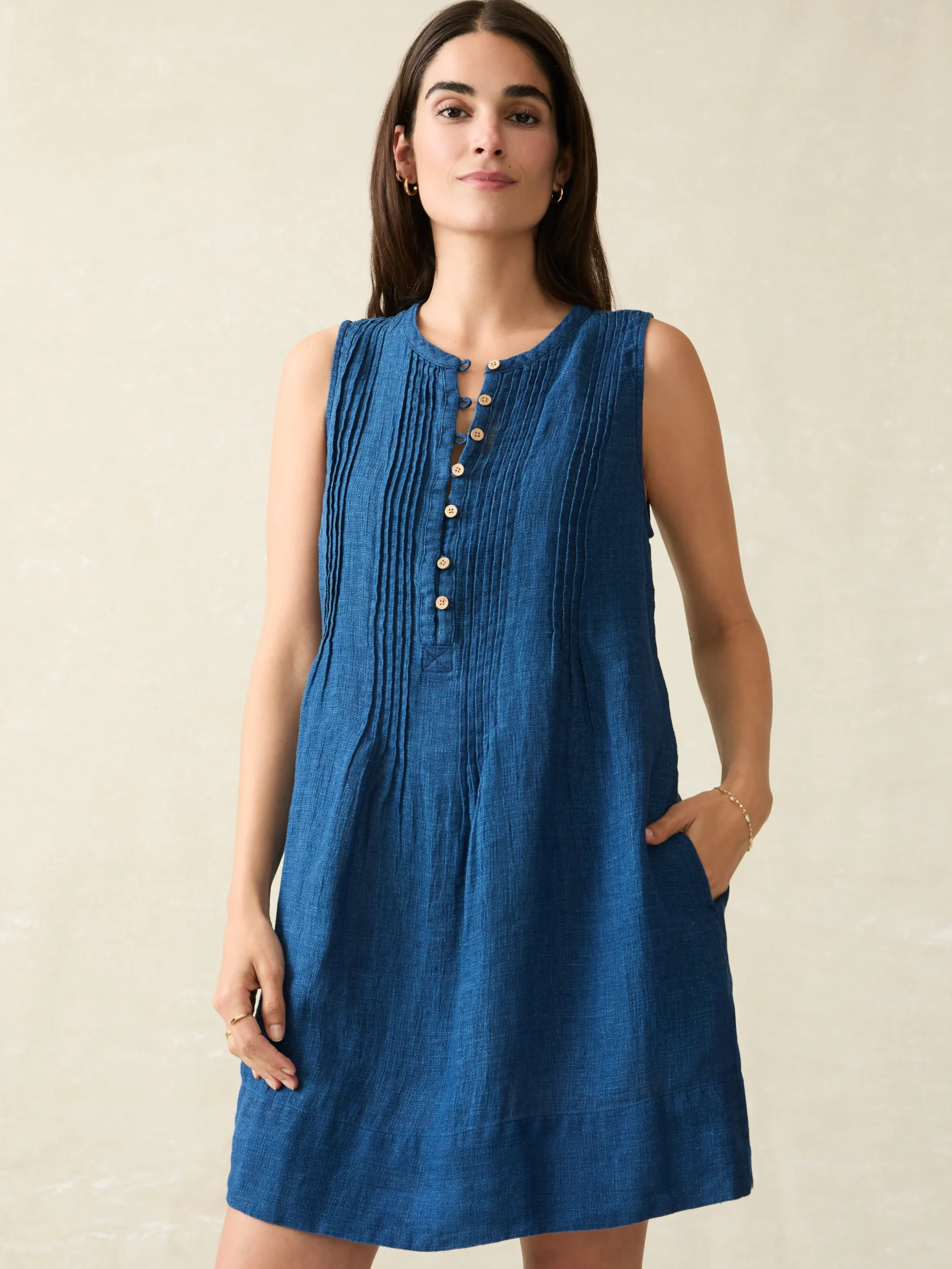 Dresses^Faherty Brand Isha Basketweave Dress - Indigo