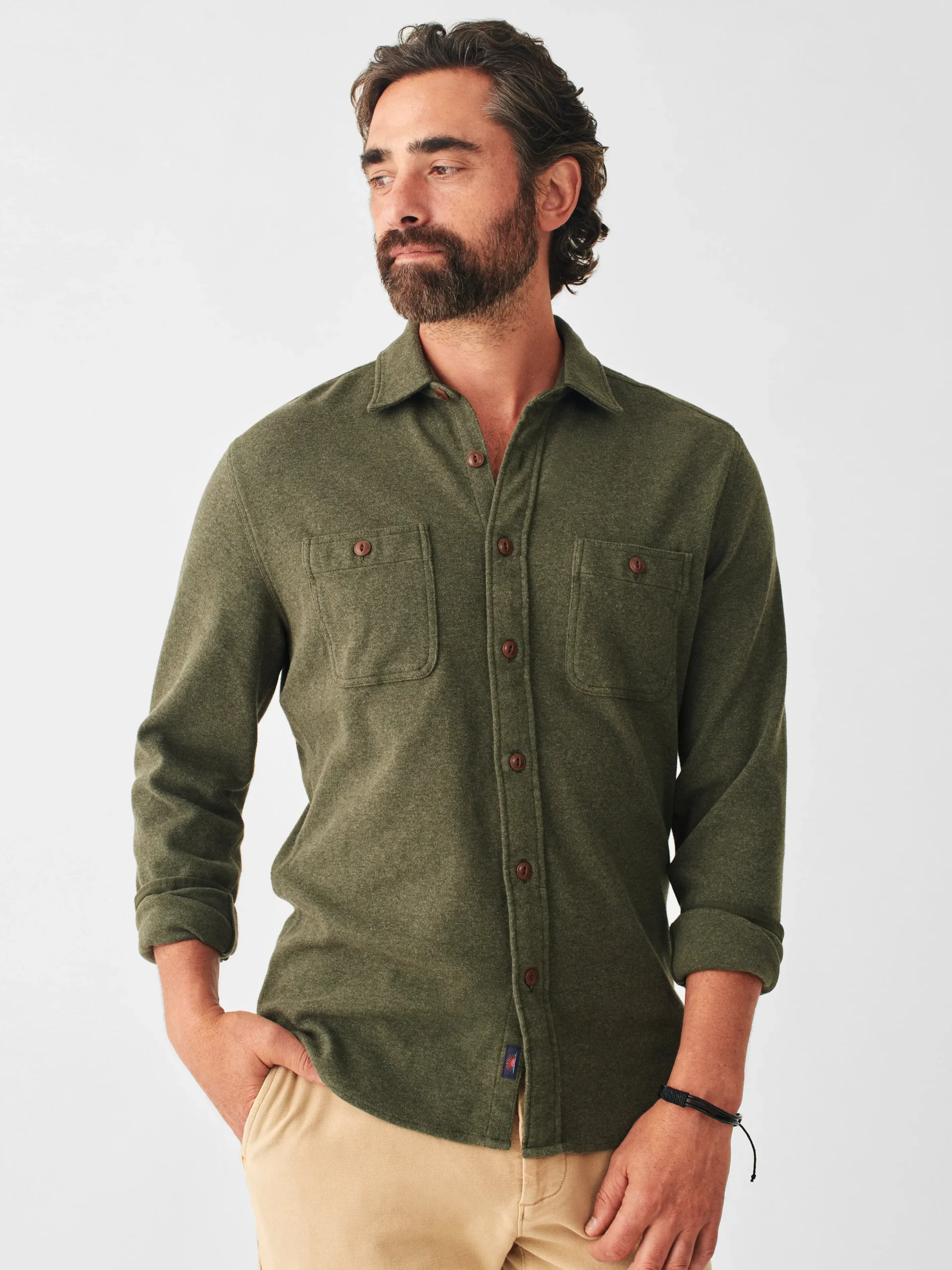 Shirts^Faherty Brand Knit Alpine Shirt - Olive Heather