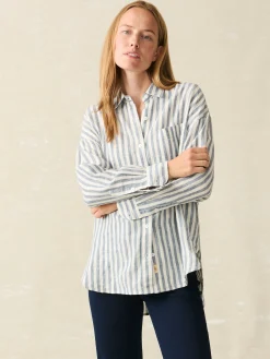 Shirts & Tops^Faherty Brand Laguna Linen Relaxed Shirt - Blue Lucy Stripe