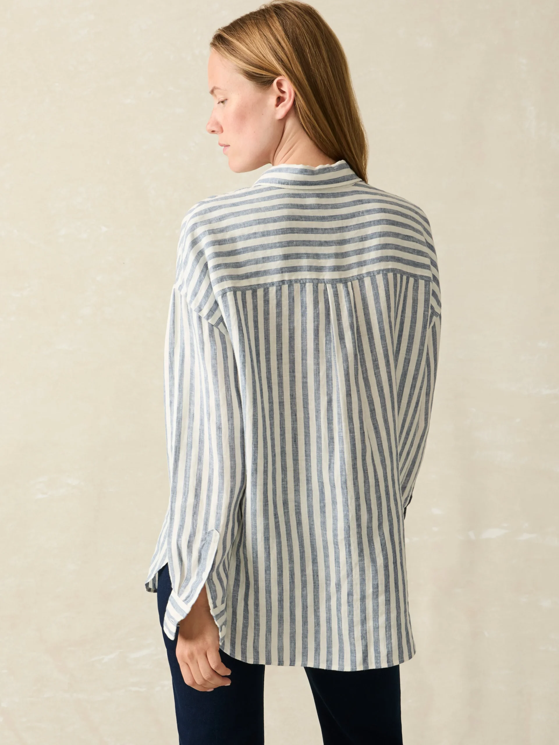 Shirts & Tops^Faherty Brand Laguna Linen Relaxed Shirt - Blue Lucy Stripe
