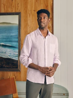 Shirts^Faherty Brand Laguna Linen Shirt - Lavender Melange
