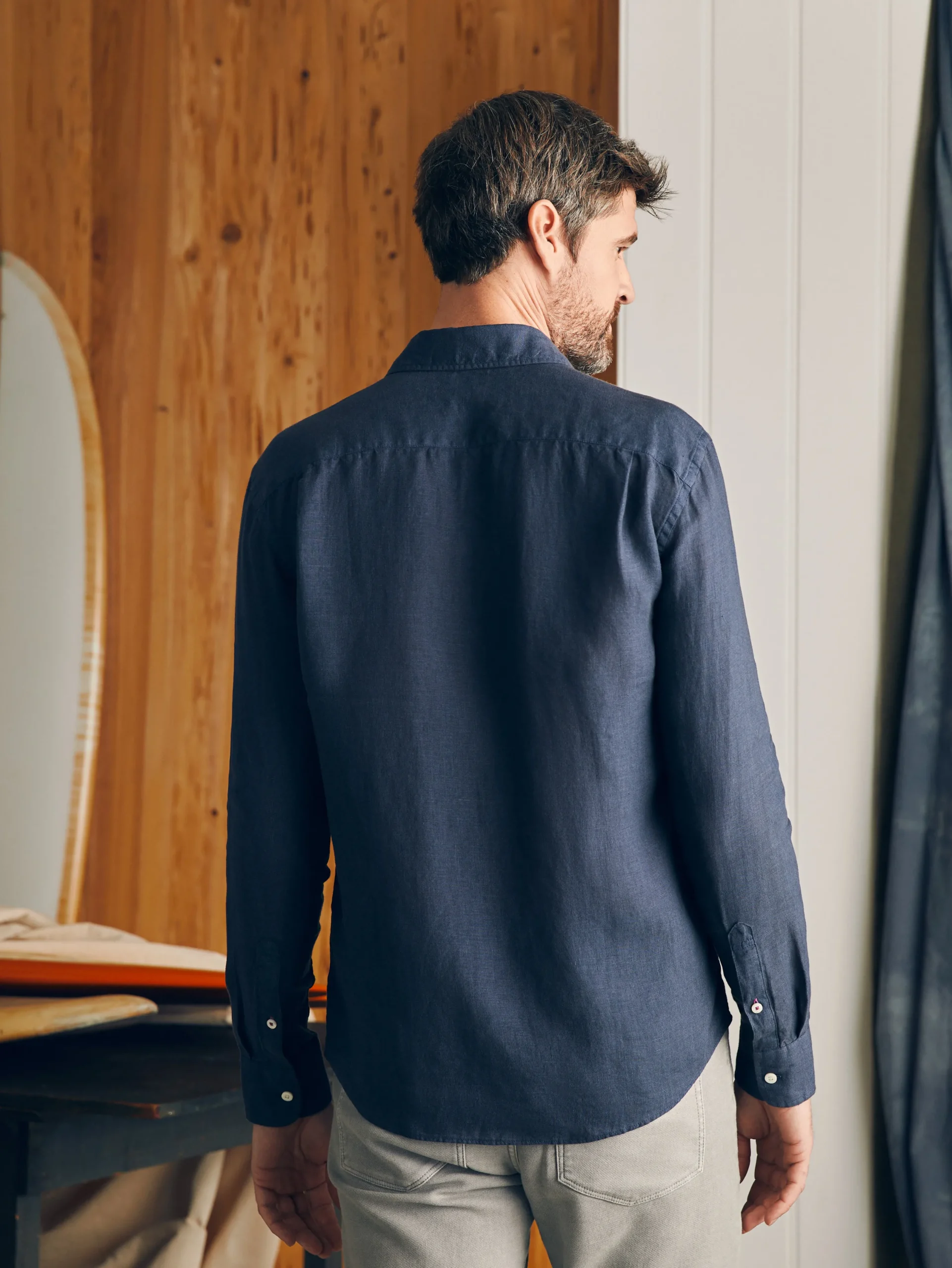 Shirts^Faherty Brand Laguna Linen Shirt - Storm Navy