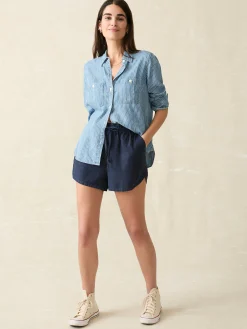Shorts & Skirts^Faherty Brand Laguna Linen Tie Waist Short - Navy Blazer