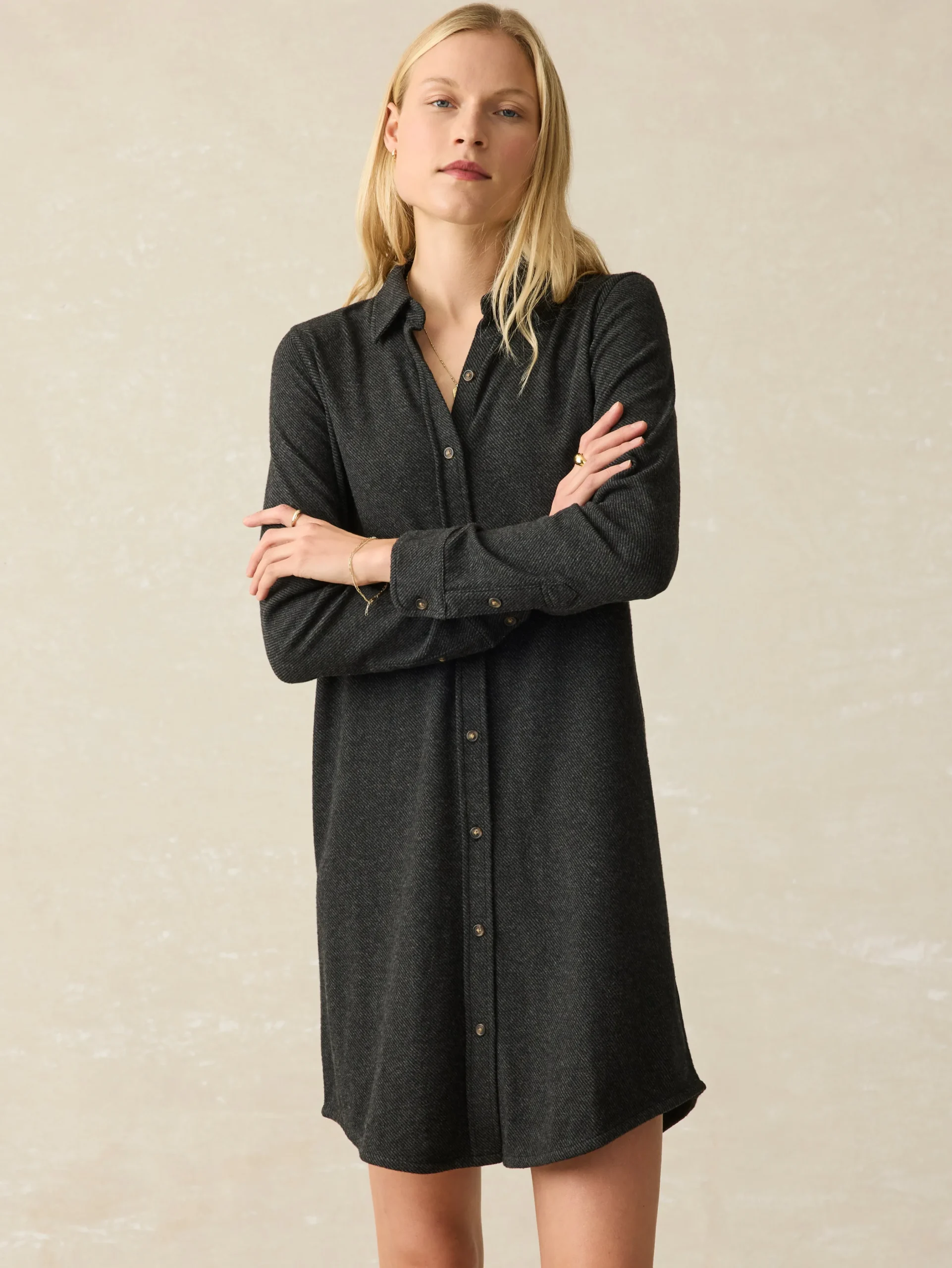 Dresses^Faherty Brand Legend™ Sweater Dress - Heathered Black Twill