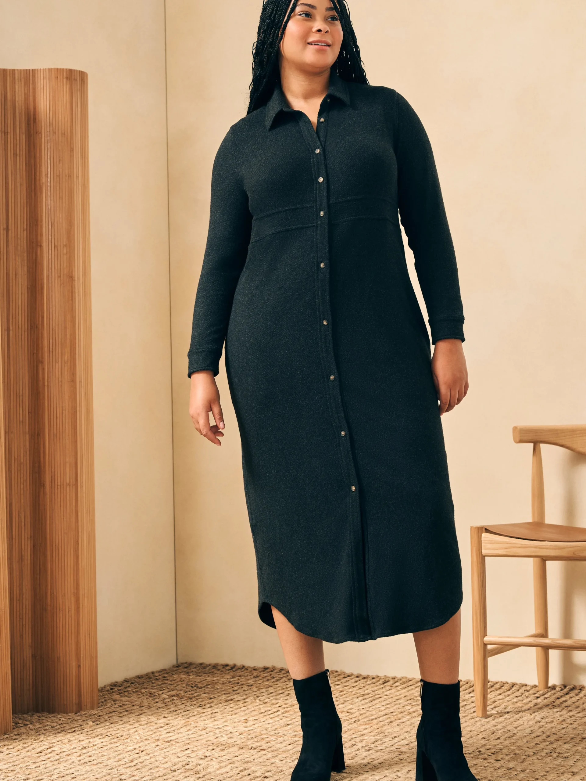 Dresses^Faherty Brand Legend™ Sweater Maxi Dress - Heathered Black Twill