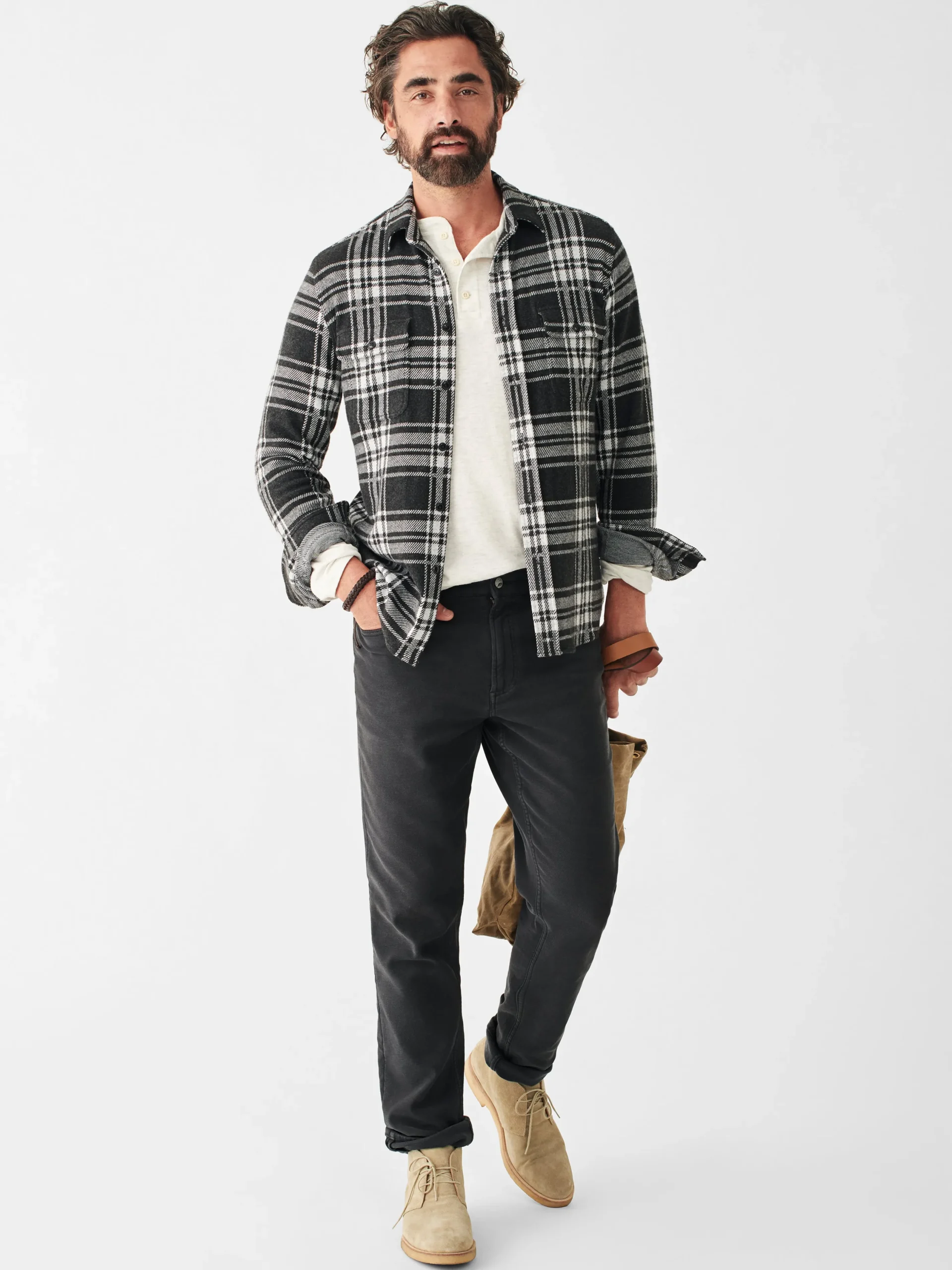 Shirts^Faherty Brand Legend™ Sweater Shirt - Charcoal Bone Plaid