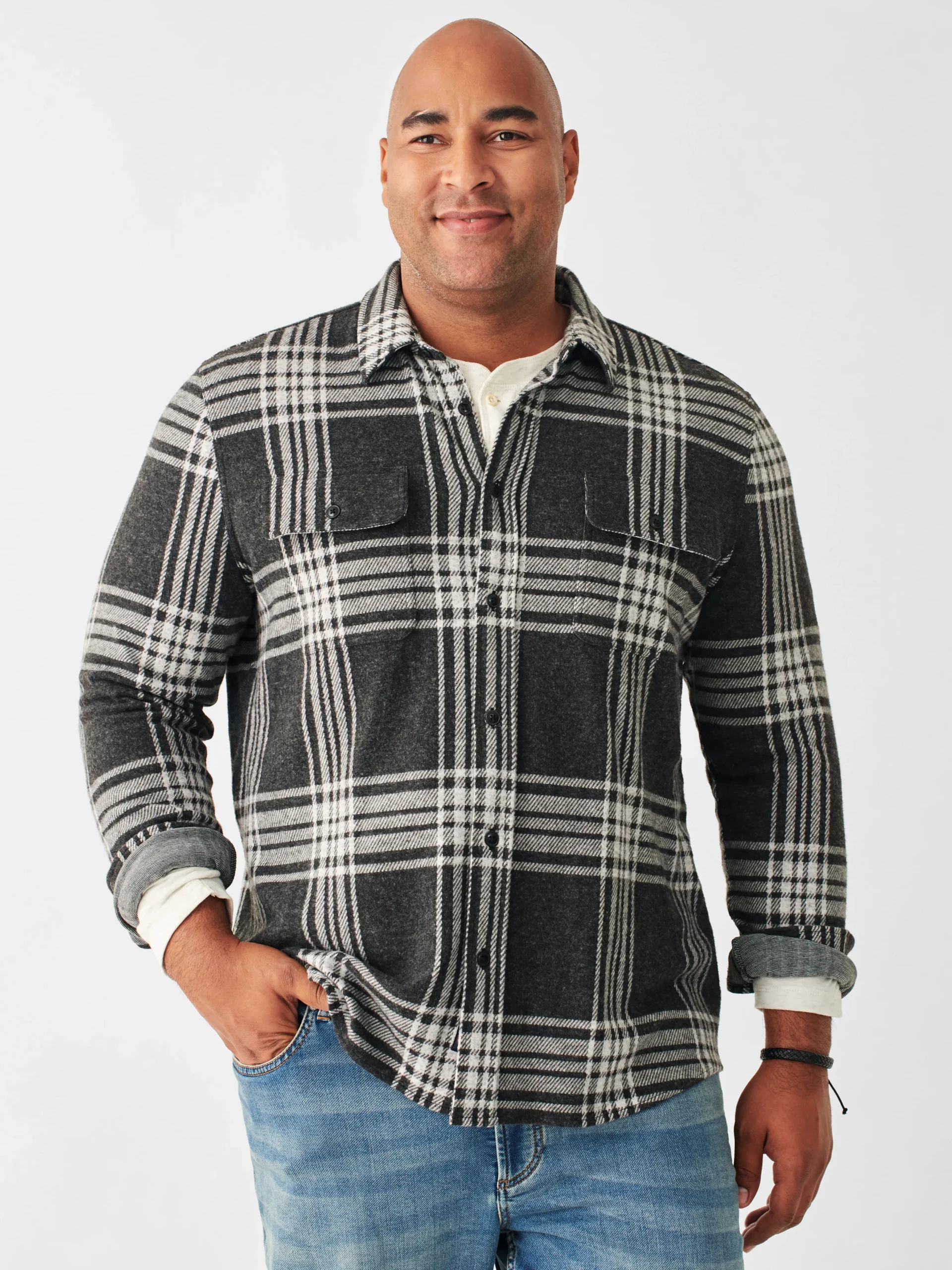 Shirts^Faherty Brand Legend™ Sweater Shirt - Charcoal Bone Plaid