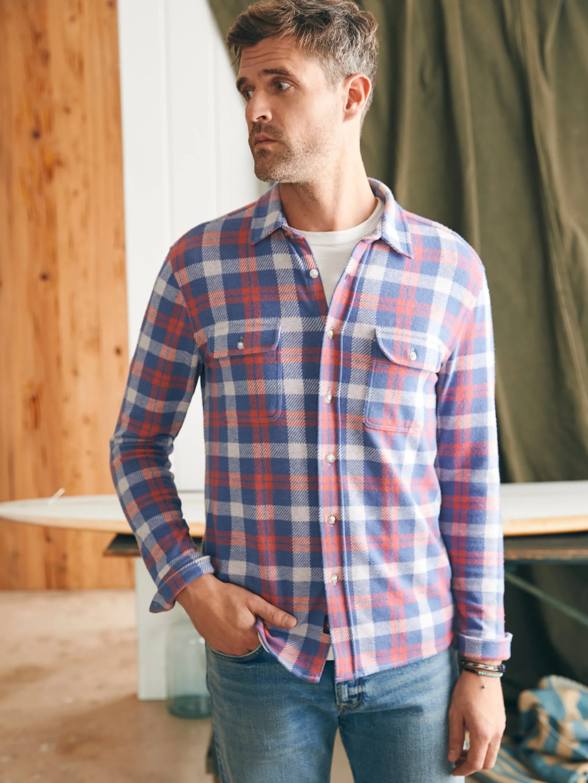 Shirts^Faherty Brand Legend™ Sweater Shirt - Viewpoint Rose Plaid