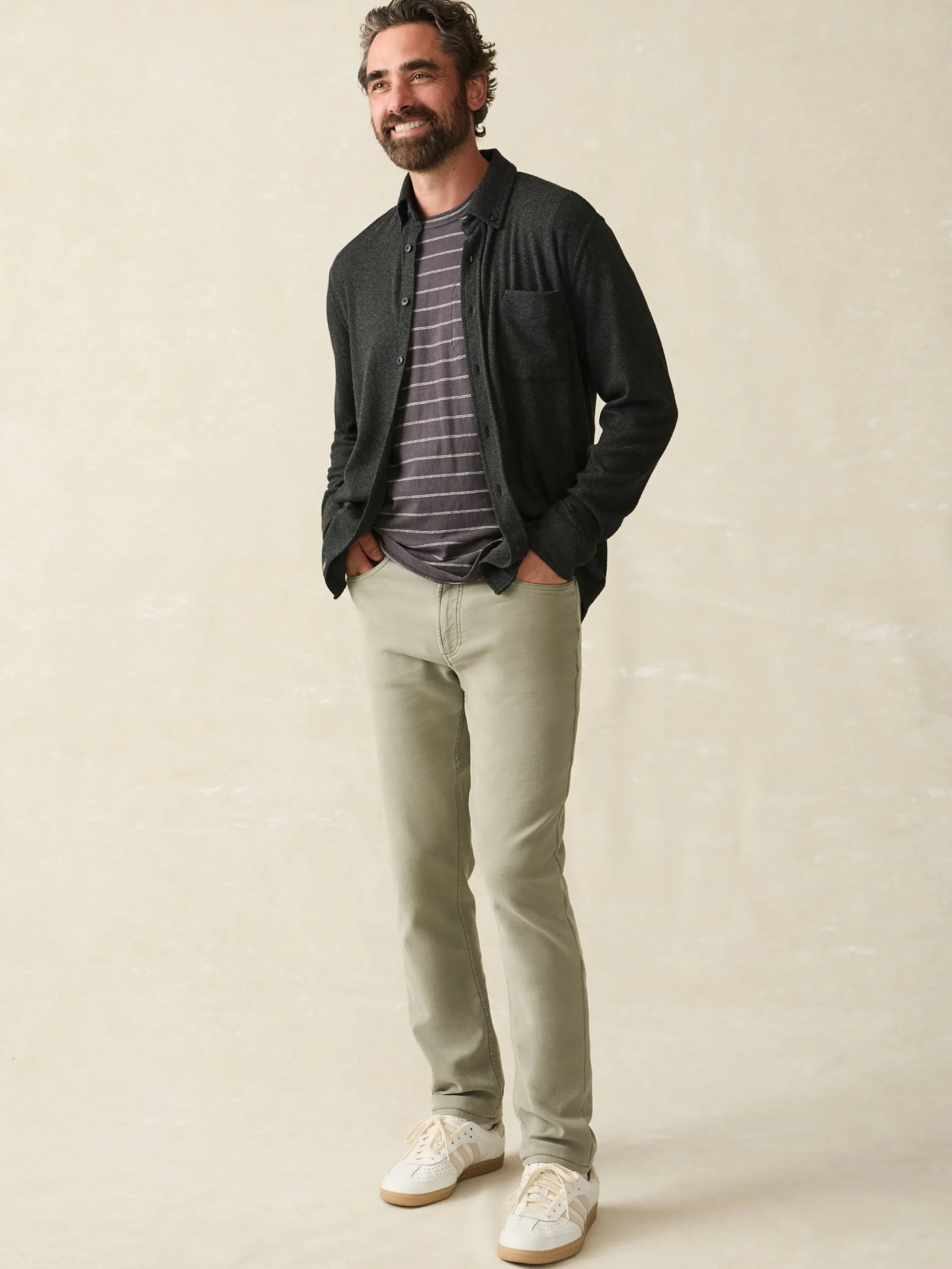 Shirts^Faherty Brand Legend™ Sweater Shirt (Single Pocket) - Heathered Black Twill