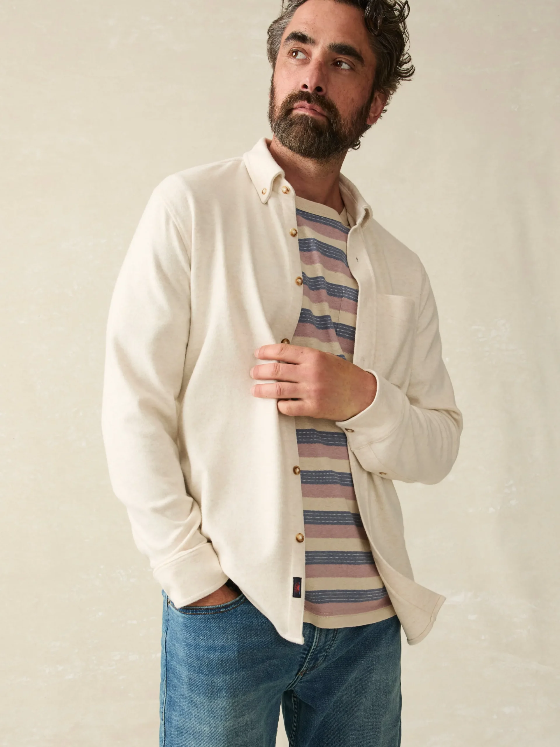 Shirts^Faherty Brand Legend™ Sweater Shirt (Single Pocket) - Off White