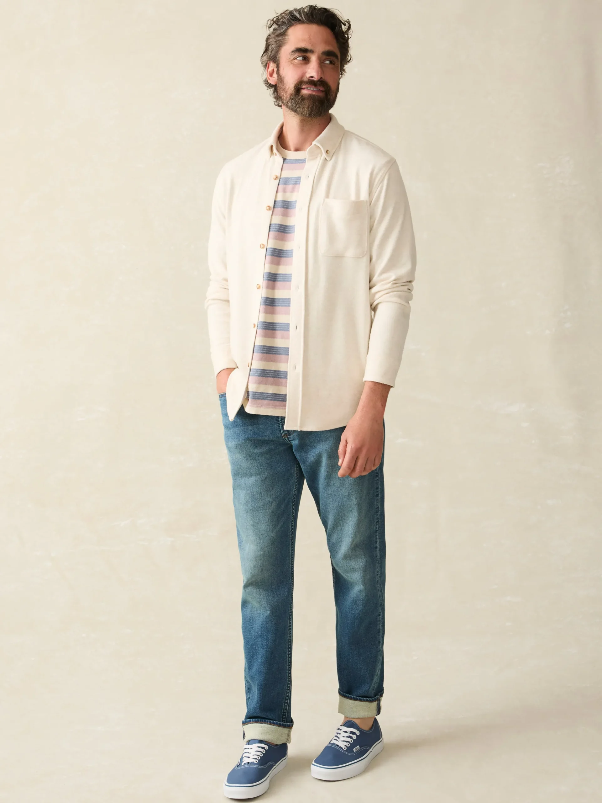 Shirts^Faherty Brand Legend™ Sweater Shirt (Single Pocket) - Off White