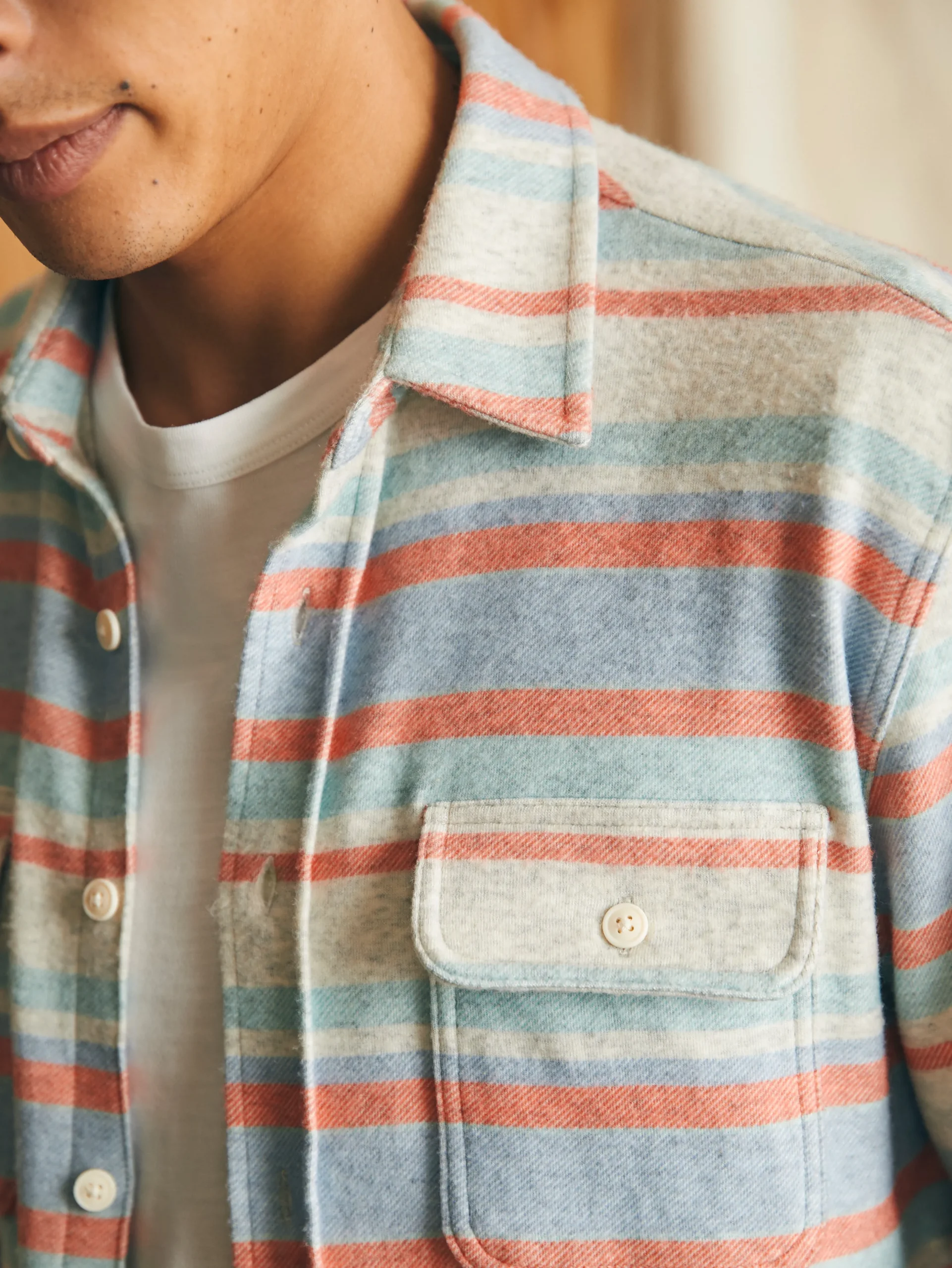 Shirts^Faherty Brand Legend™ Sweater Shirt (Tall) - Coral Reef Stripe