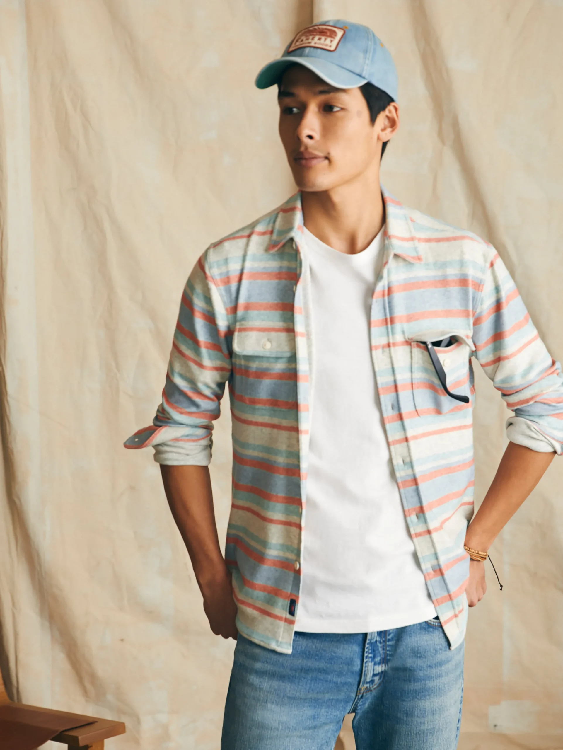 Shirts^Faherty Brand Legend™ Sweater Shirt (Tall) - Coral Reef Stripe