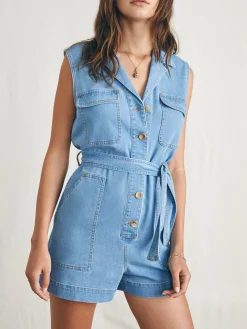 Dresses|Overalls & Jumpsuits^Faherty Brand Linen Denim Romper - Sunlit Cove Wash