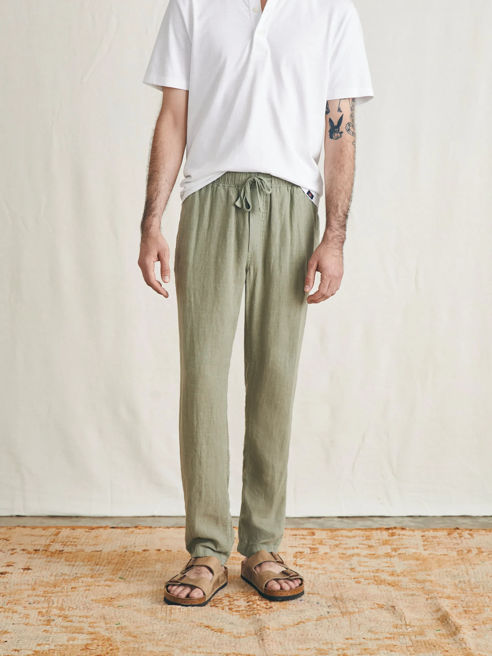 Pants^Faherty Brand Linen Drawstring Pant - Canyon Olive