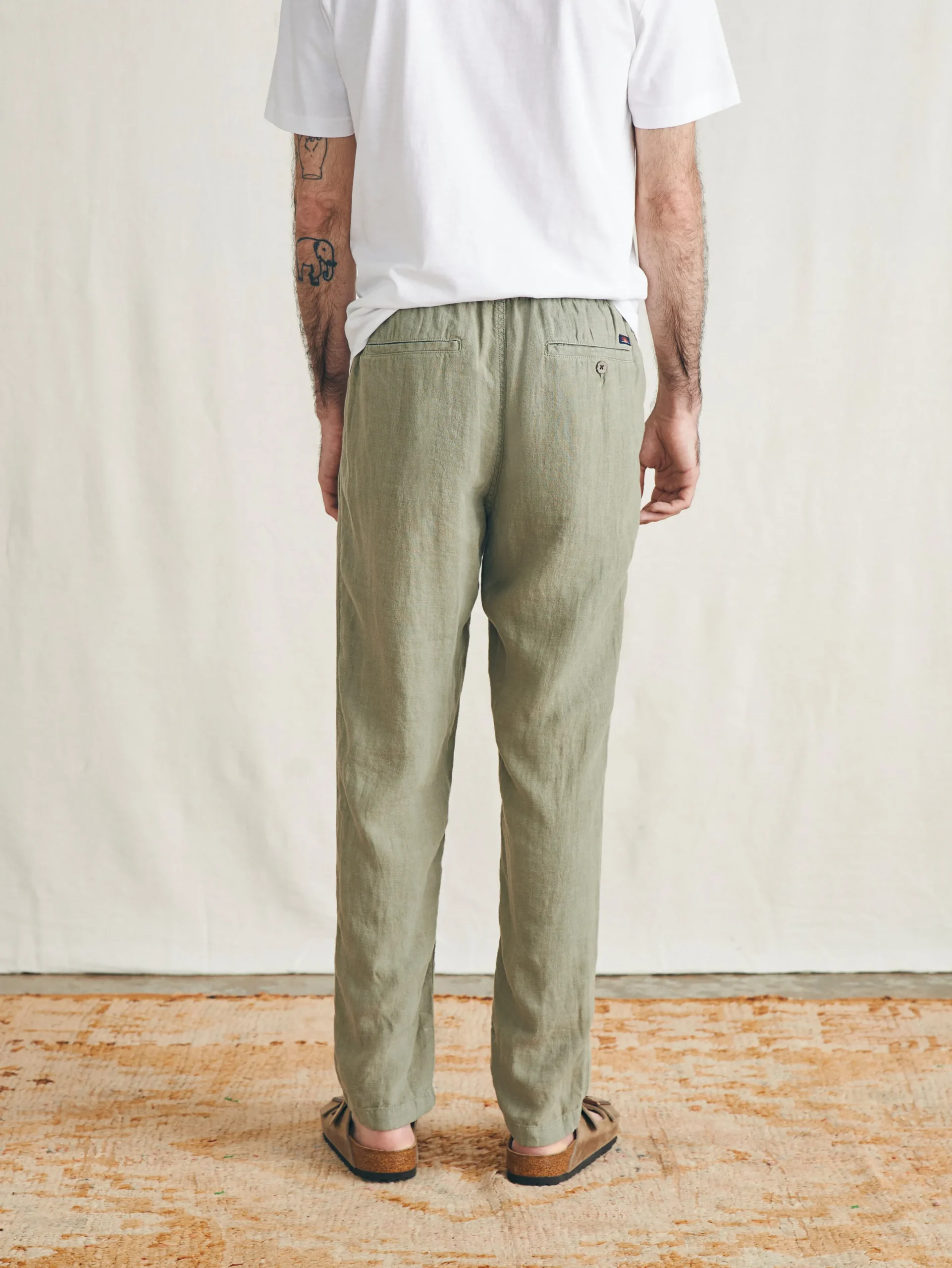 Pants^Faherty Brand Linen Drawstring Pant - Canyon Olive