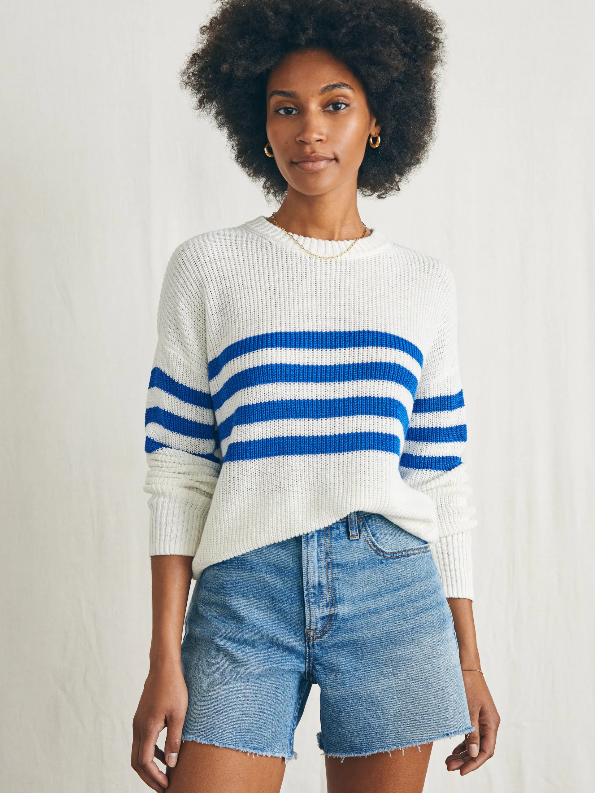 Sweaters^Faherty Brand Miramar Linen Crew Sweater - Charleston Stripe