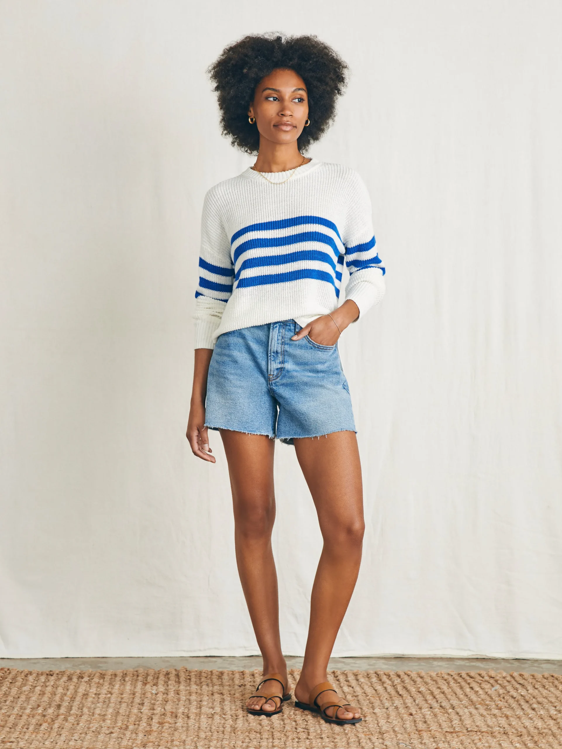 Sweaters^Faherty Brand Miramar Linen Crew Sweater - Charleston Stripe