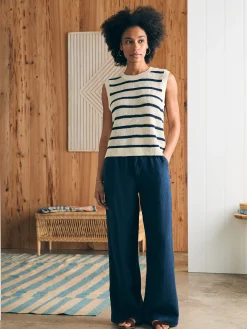 Sweaters^Faherty Brand Miramar Linen Muscle Tank - Montauk Stripe