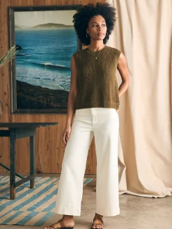 Sweaters^Faherty Brand Miramar Linen Muscle Tank - Military Olive