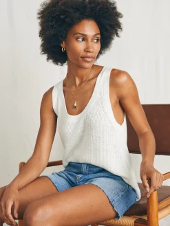 Sweaters^Faherty Brand Miramar Linen Scoop Neck Tank - Egret