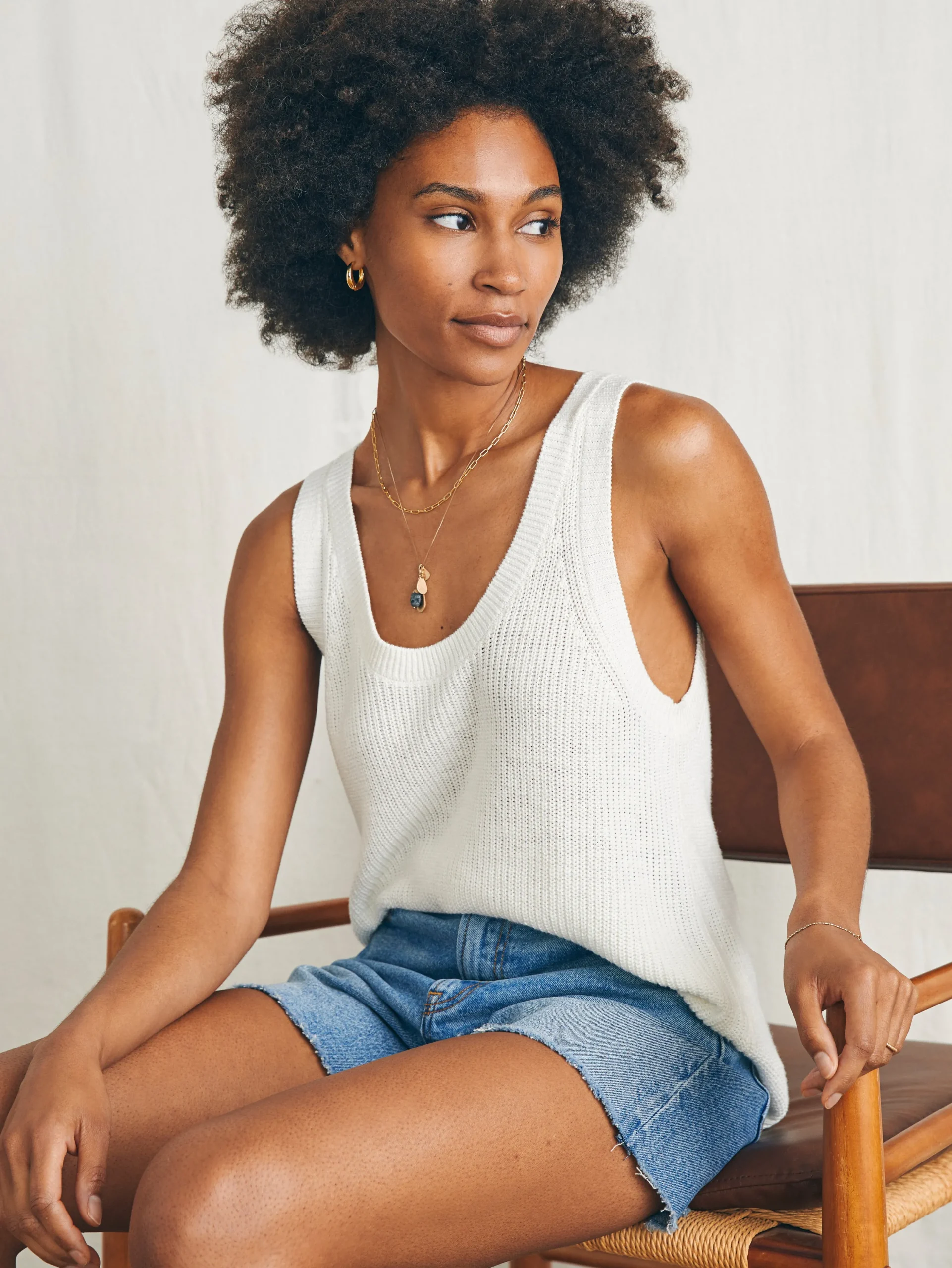 Sweaters^Faherty Brand Miramar Linen Scoop Neck Tank - Egret