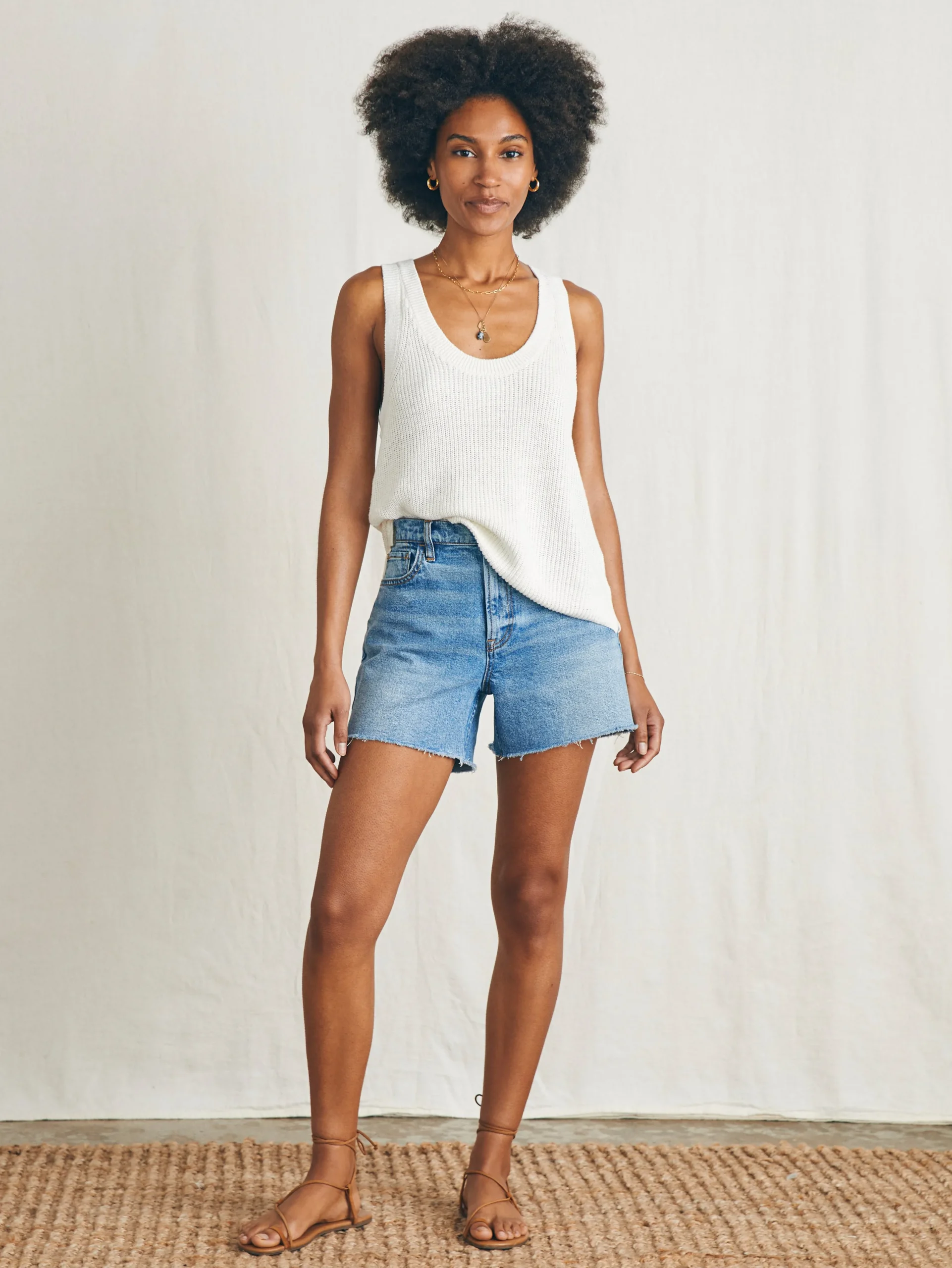 Sweaters^Faherty Brand Miramar Linen Scoop Neck Tank - Egret