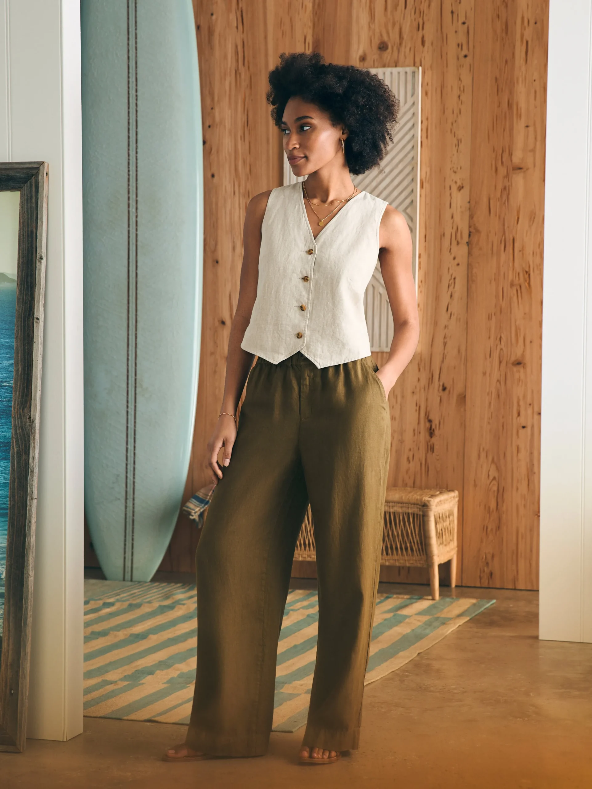 Pants^Faherty Brand Monterey Linen Pant - Military Olive