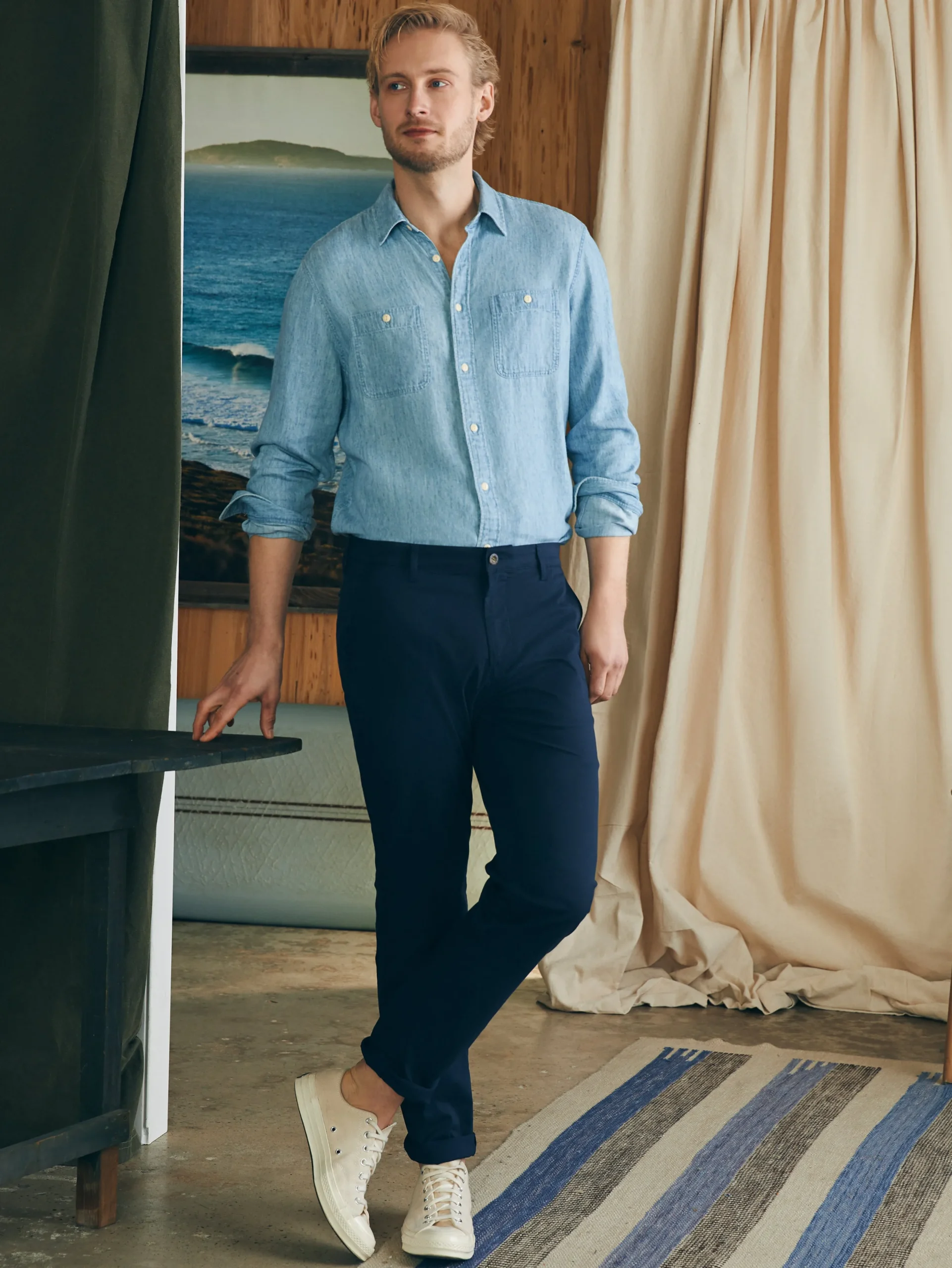 Pants^Faherty Brand Movement™ Chino Pant (32" Inseam) - Navy