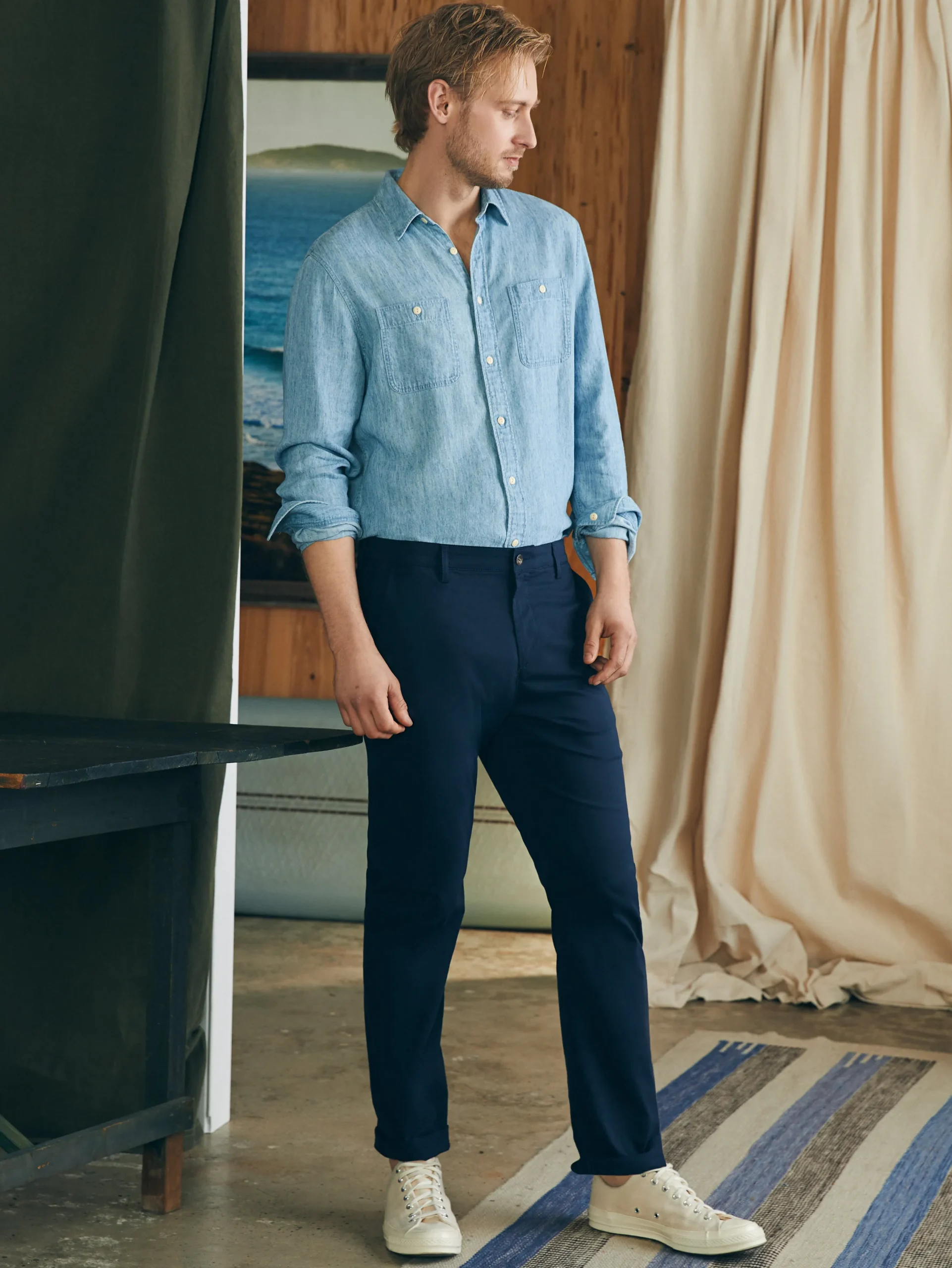 Pants^Faherty Brand Movement™ Chino Pant (32" Inseam) - Navy