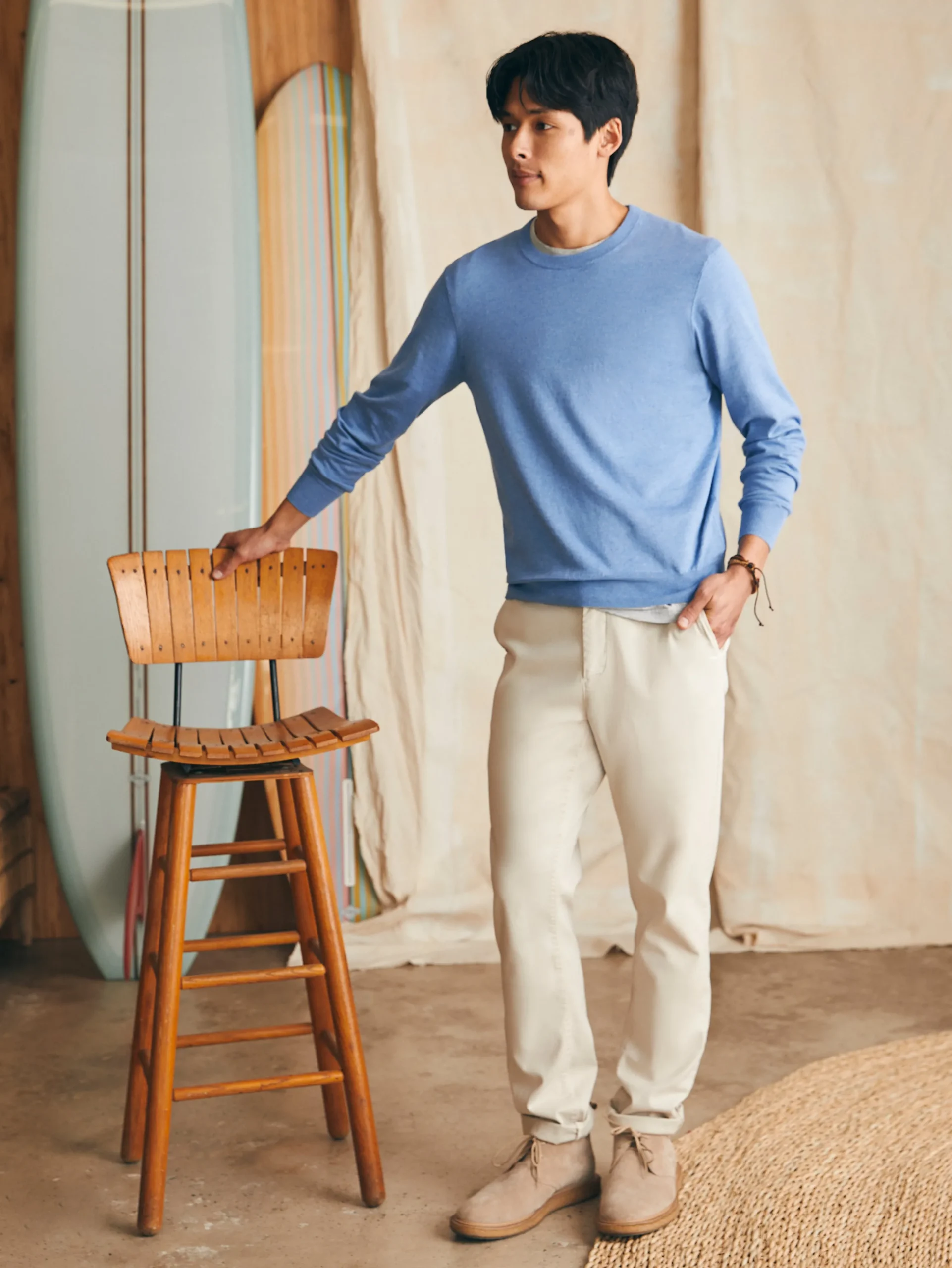Sweaters^Faherty Brand Movement™ Crewneck Sweater (Tall) - Azure Sky Heather
