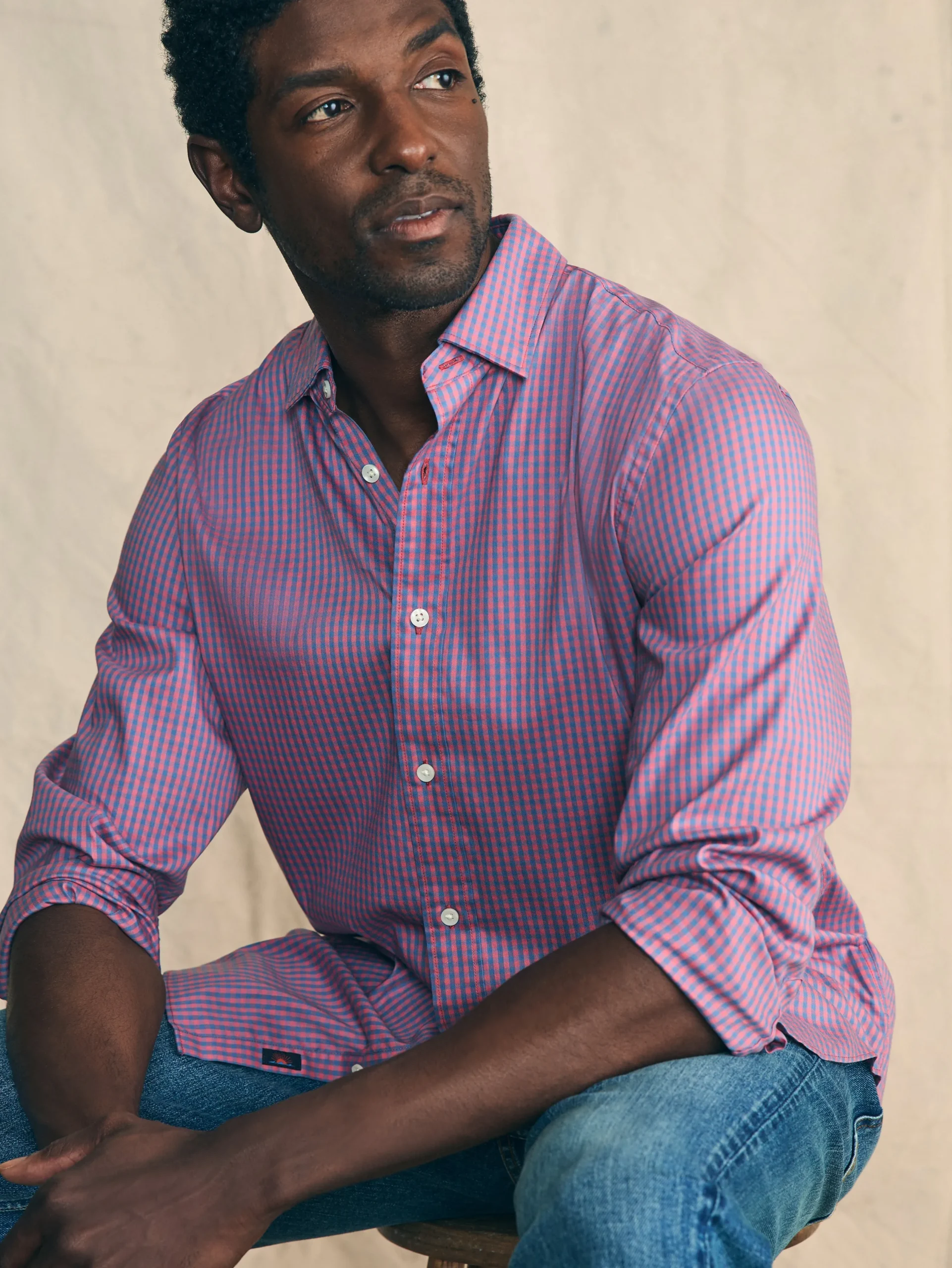 Shirts^Faherty Brand Movement™ Shirt Classic Fit - Blue Rose Gingham