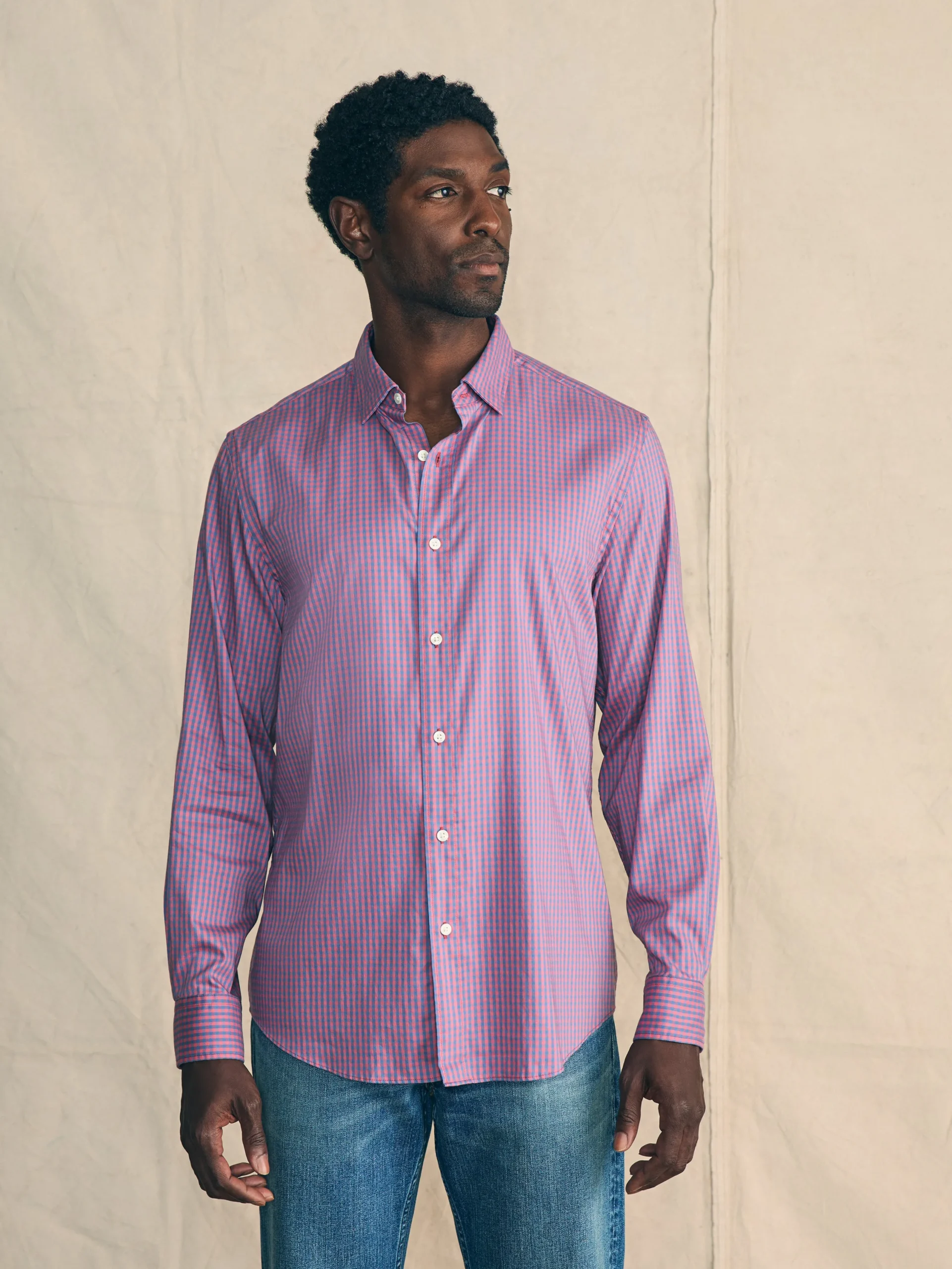Shirts^Faherty Brand Movement™ Shirt Classic Fit - Blue Rose Gingham