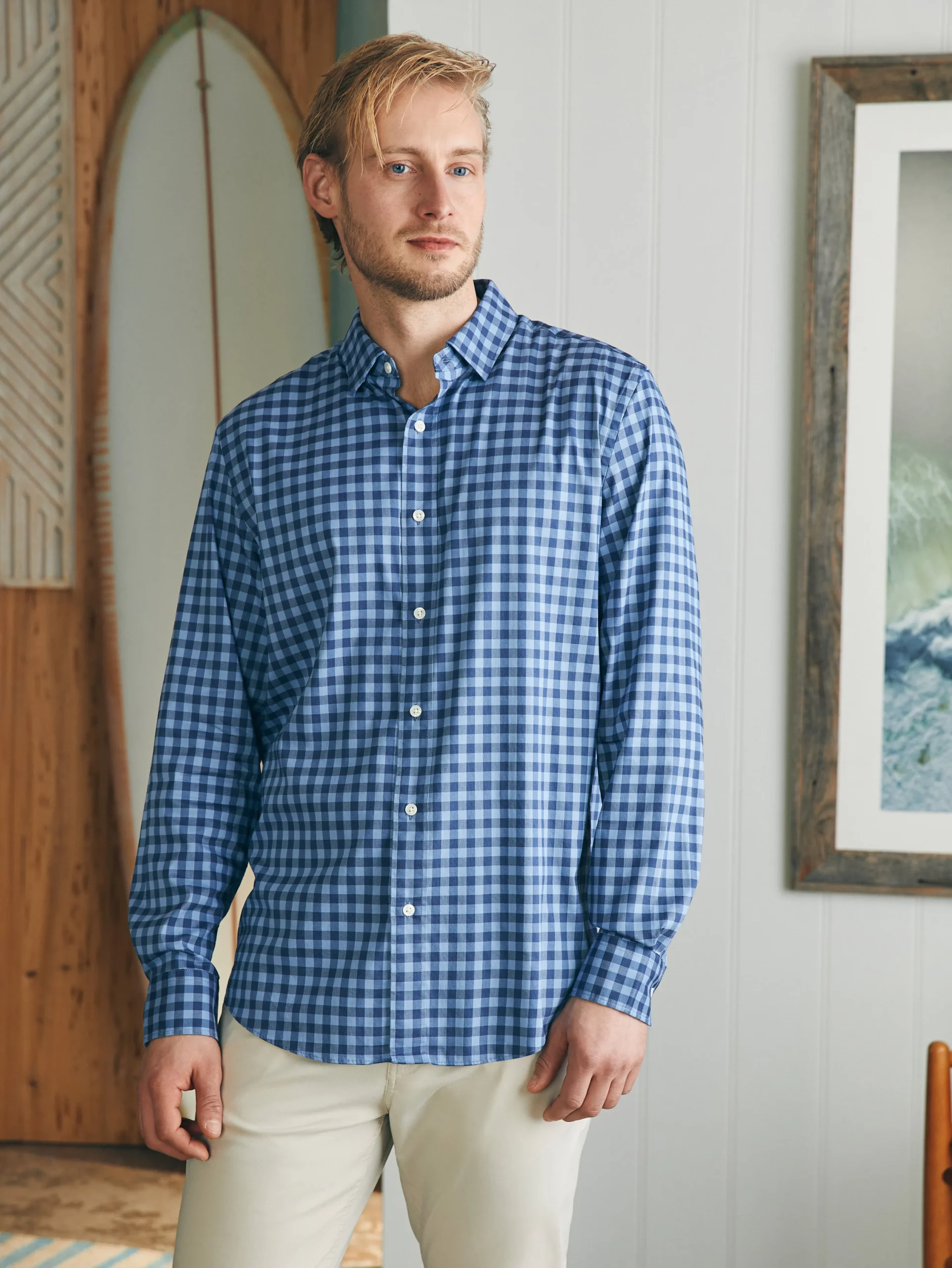 Shirts^Faherty Brand Movement™ Shirt Classic Fit - Navy Skies Check
