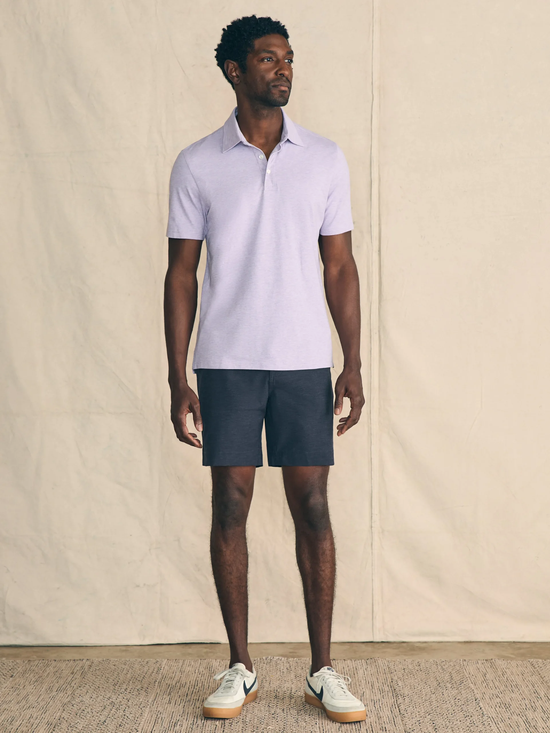 Polo Shirts^Faherty Brand Movement™ Short-Sleeve Pique Polo Shirt - Faded Lilac Heather