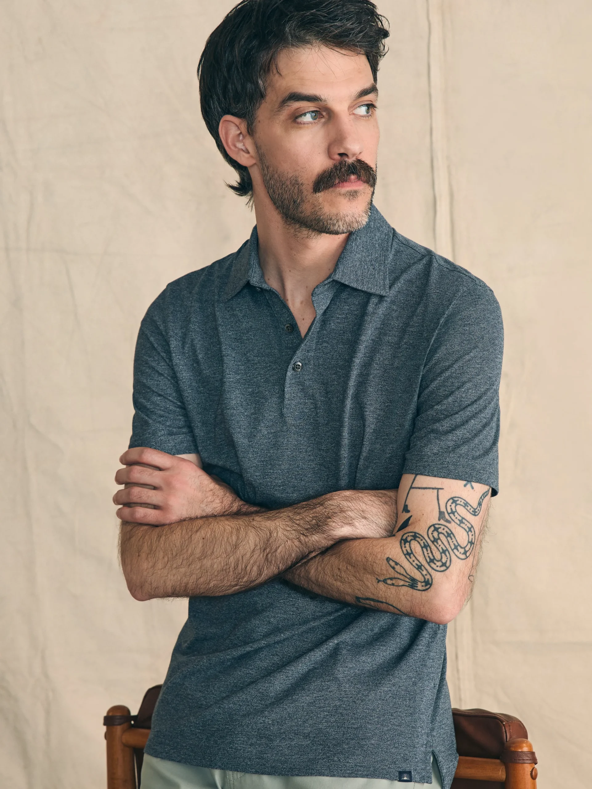 Polo Shirts^Faherty Brand Movement™ Short-Sleeve Pique Polo Shirt - Dusty Iron Heather