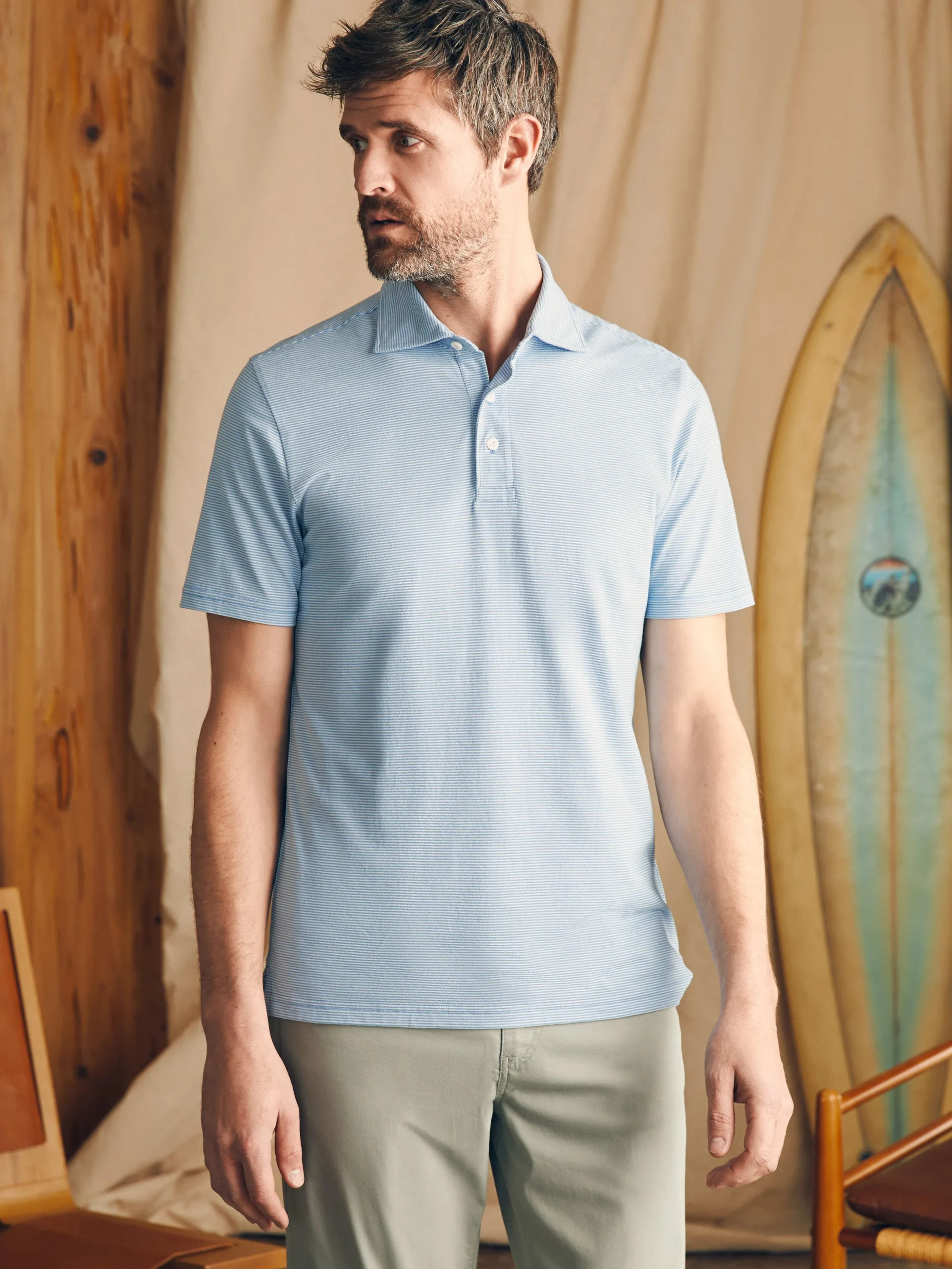 Polo Shirts^Faherty Brand Movement™ Short-Sleeve Pique Polo Shirt - Clean Lake Feeder