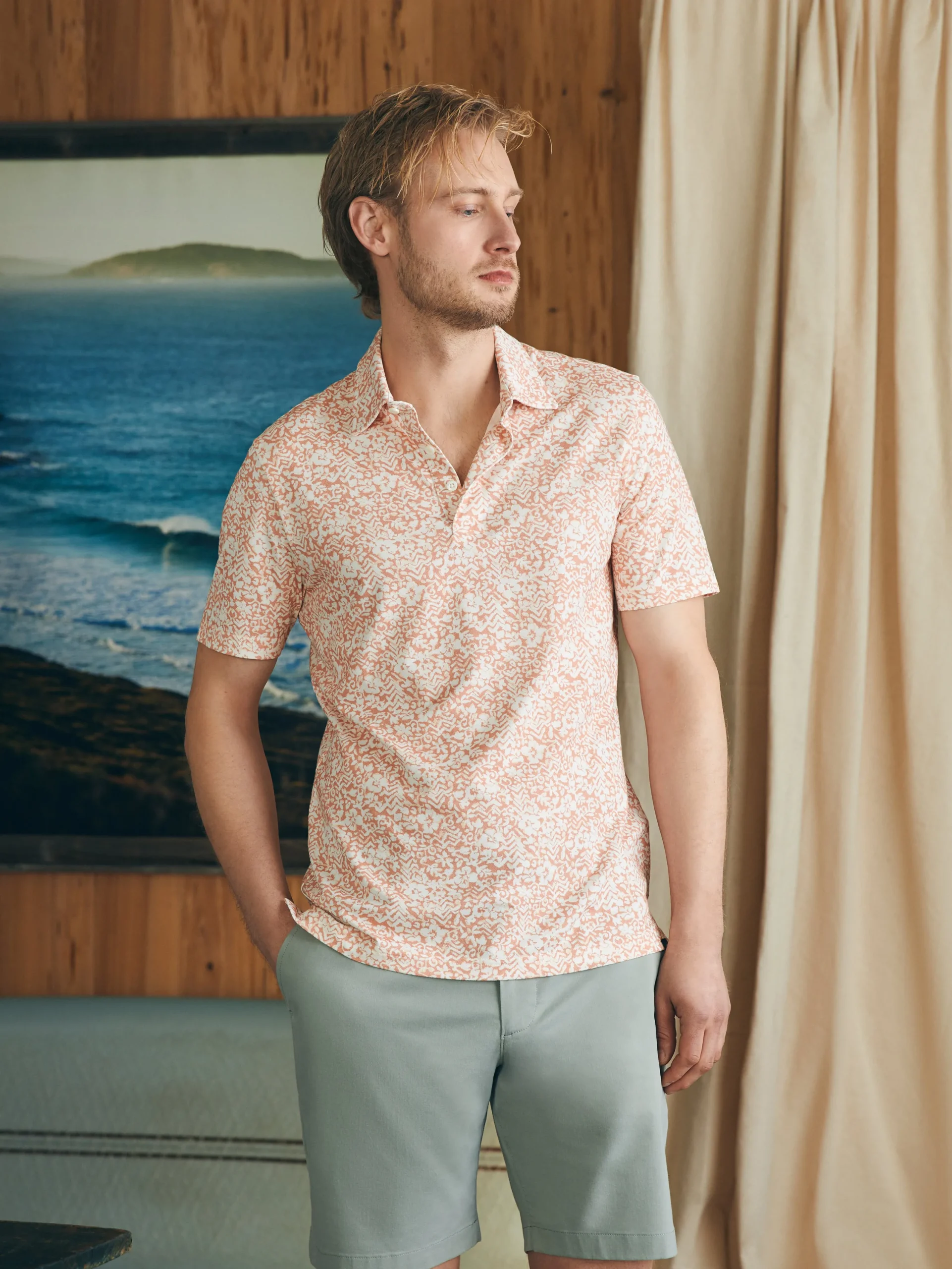 Polo Shirts^Faherty Brand Movement™ Short-Sleeve Pique Polo Shirt - Hilo Rose Floral Print