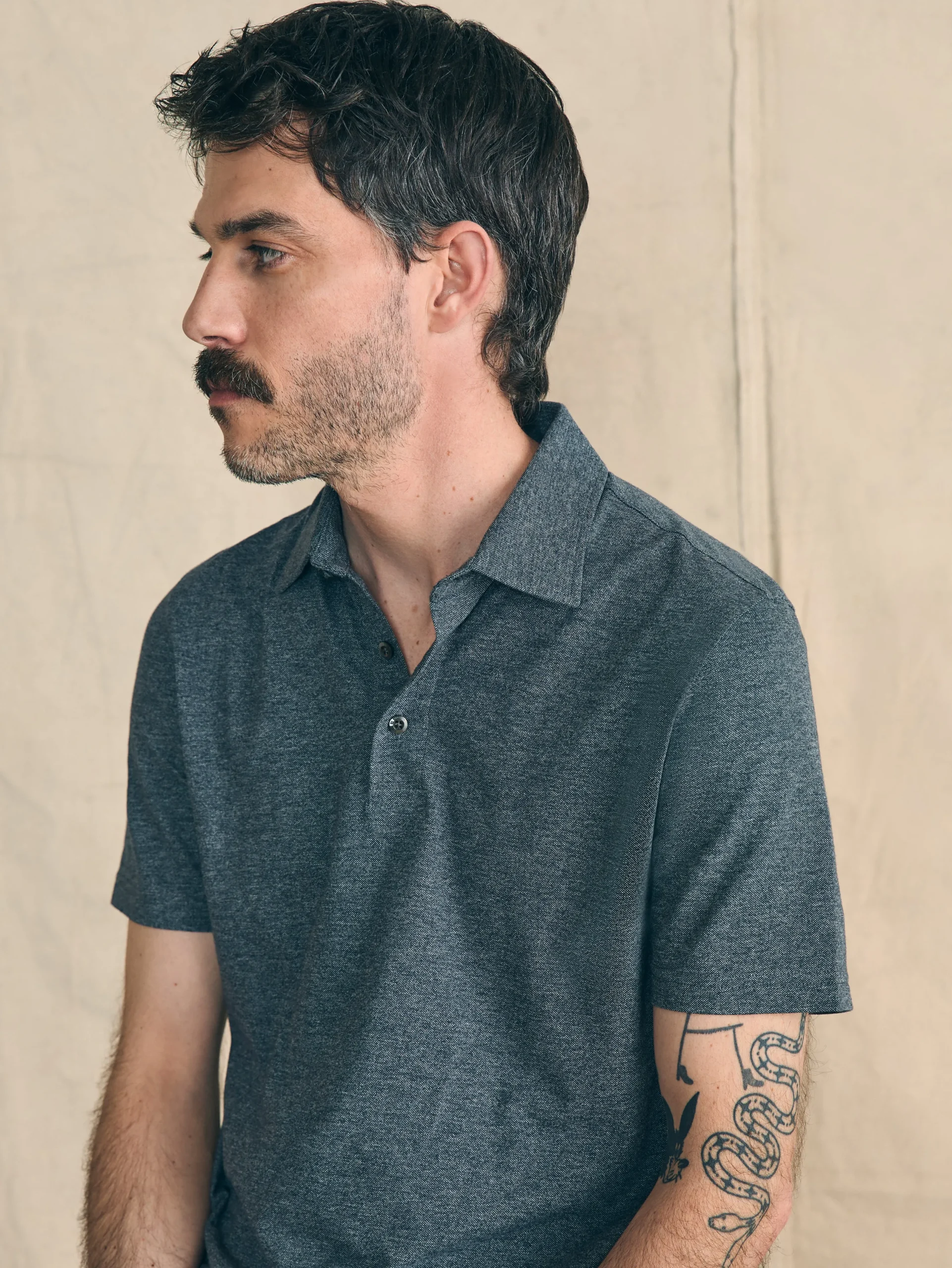 Polo Shirts^Faherty Brand Movement™ Short-Sleeve Pique Polo Shirt (Tall) - Dusty Iron Heather