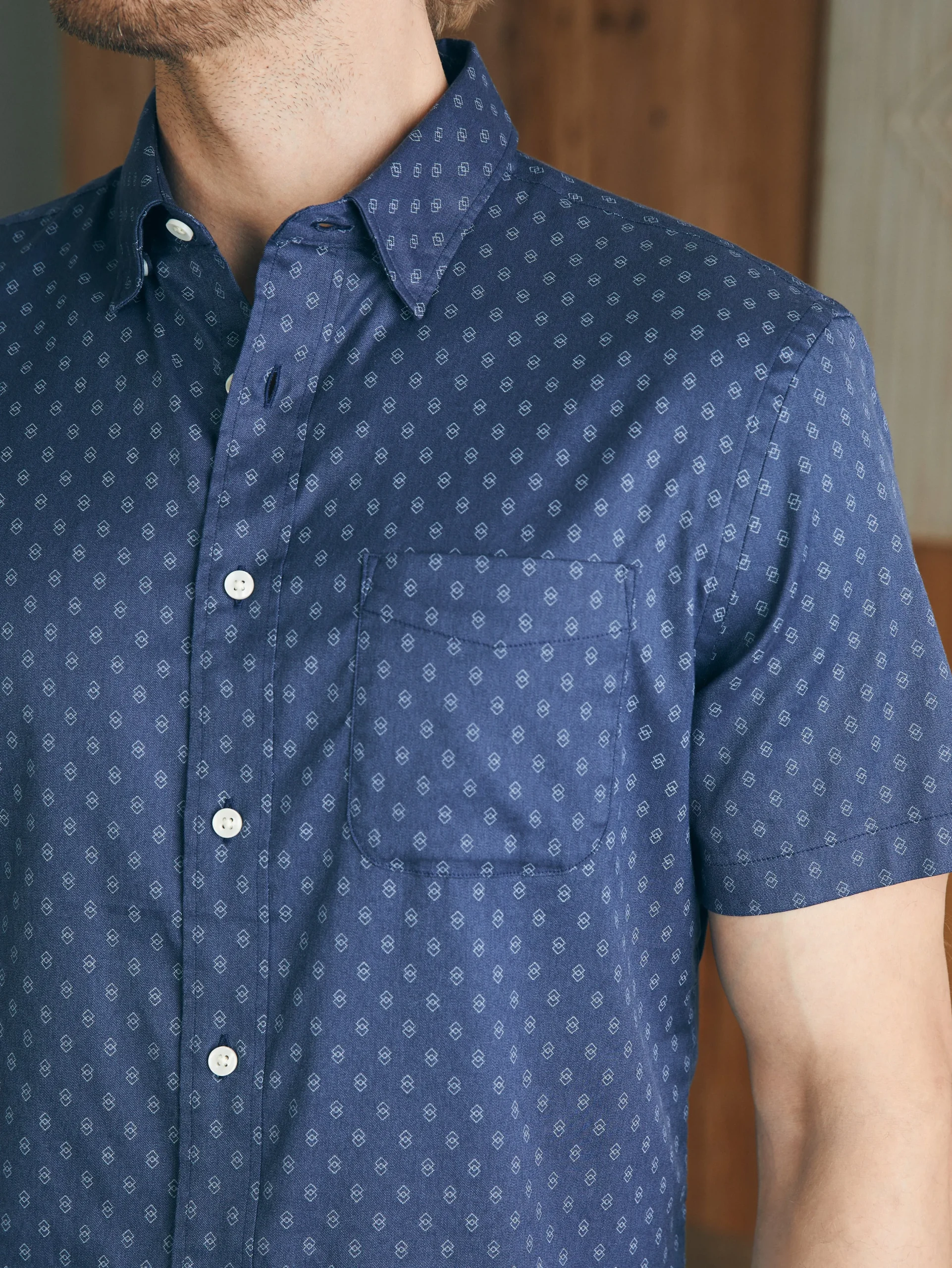 Shirts^Faherty Brand Movement™ Short-Sleeve Shirt (Tall) - Navy Dusk Diamond Print