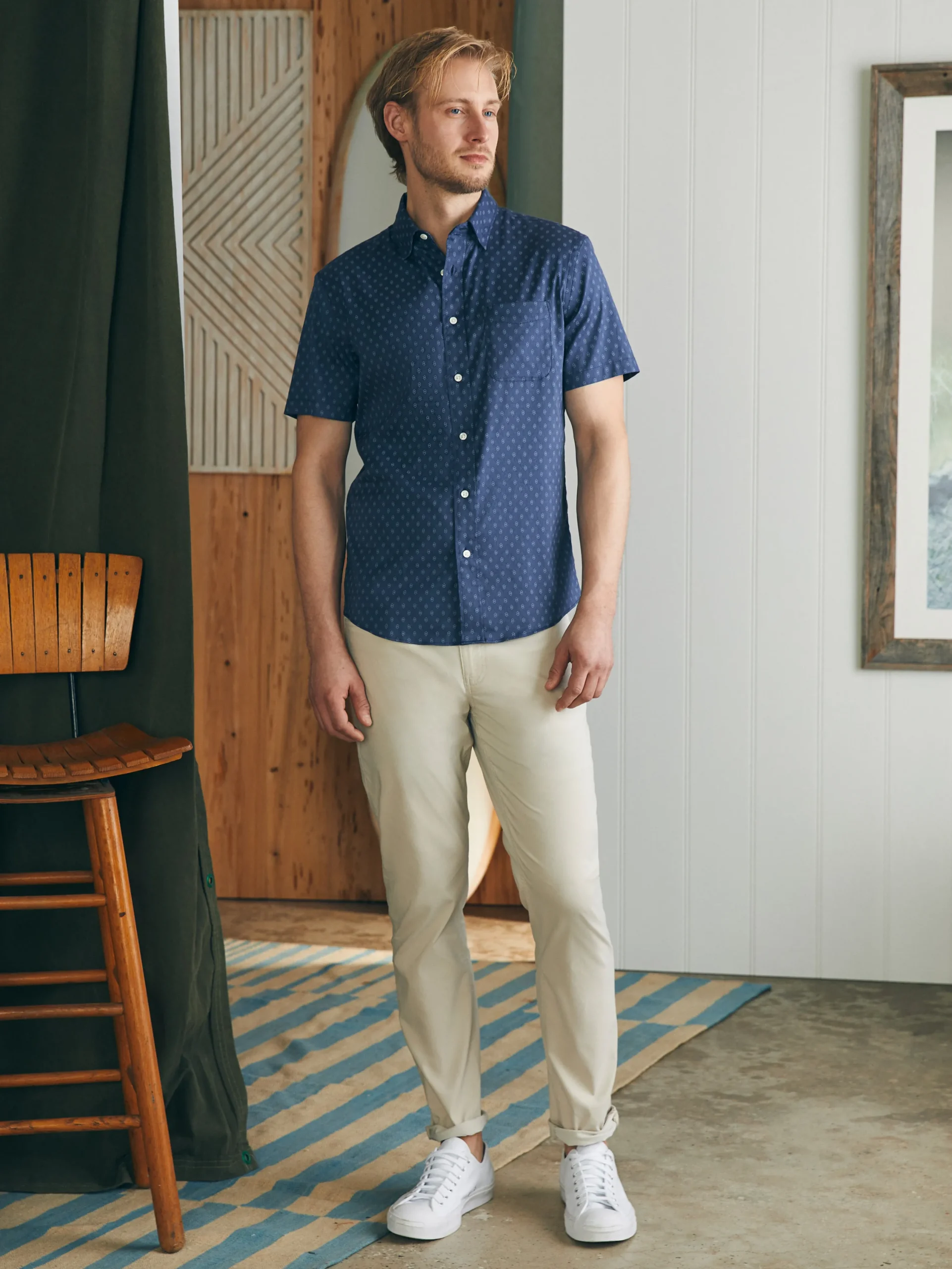 Shirts^Faherty Brand Movement™ Short-Sleeve Shirt (Tall) - Navy Dusk Diamond Print