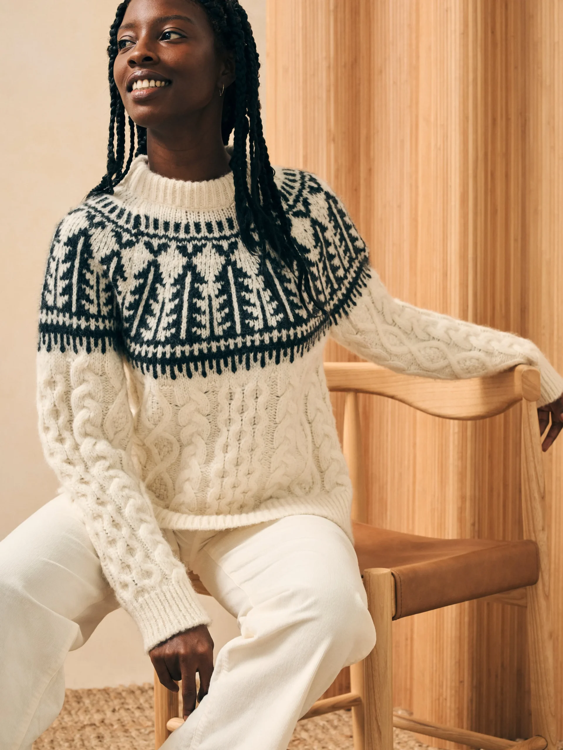 Sweaters^Faherty Brand Native Knitter Frost Fair Isle Crew - White Sheep Camp