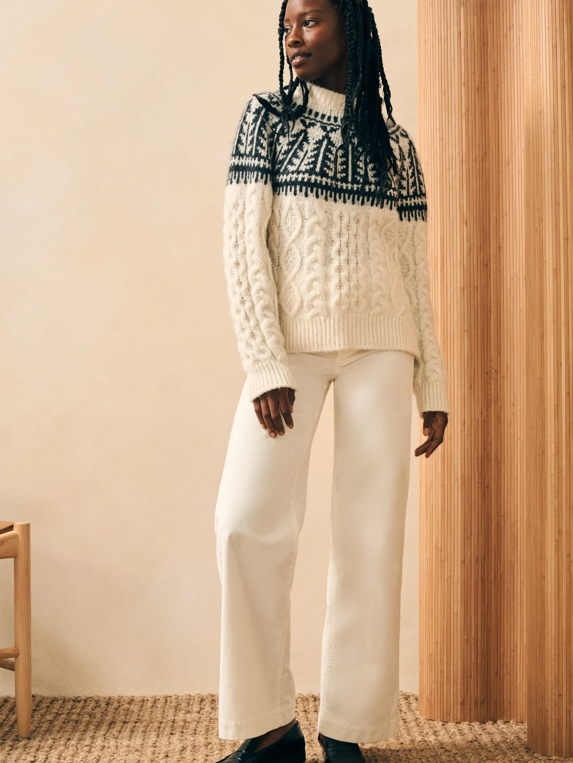 Sweaters^Faherty Brand Native Knitter Frost Fair Isle Crew - White Sheep Camp