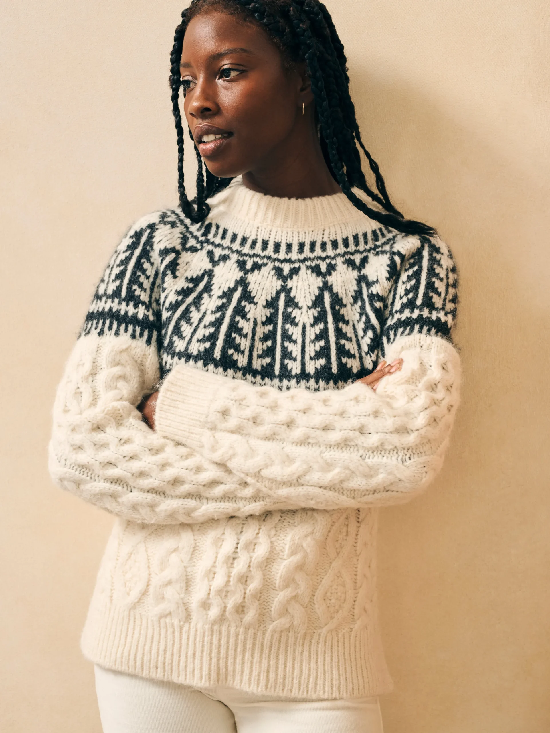 Sweaters^Faherty Brand Native Knitter Frost Fair Isle Crew - White Sheep Camp